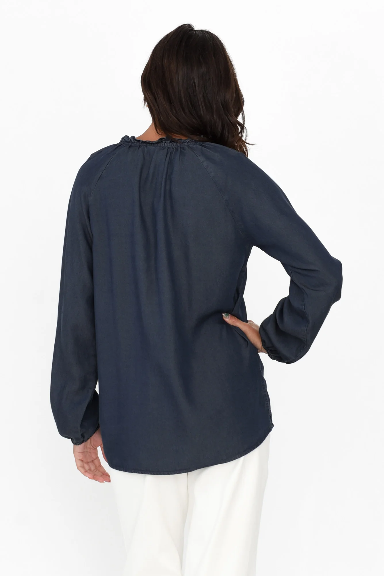 Drew Blue Denim Button Blouse - Image 4