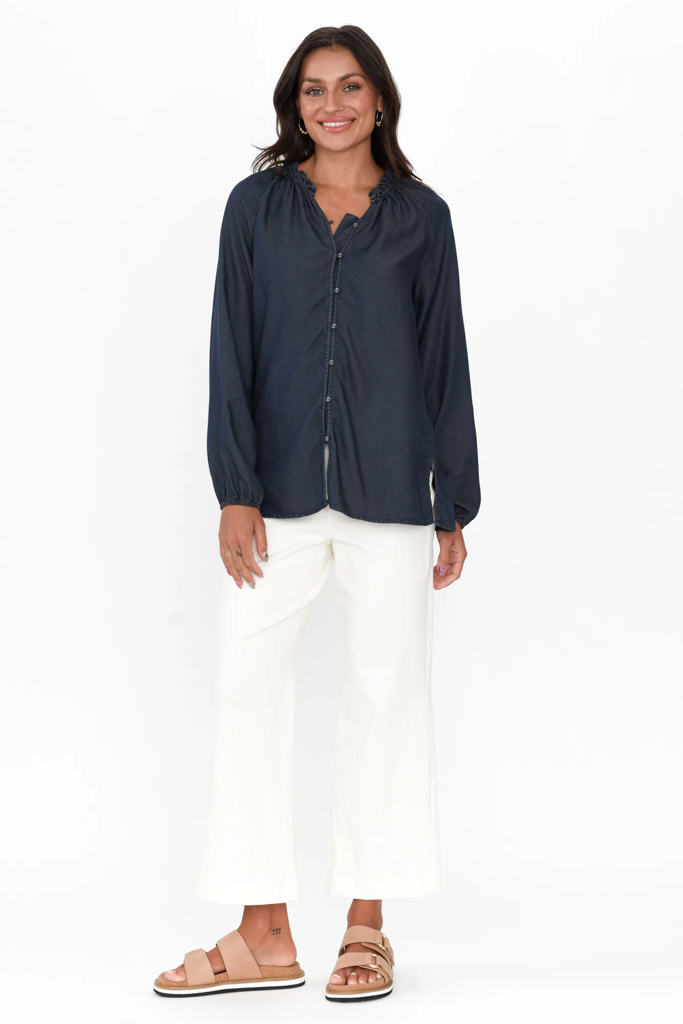 Drew Blue Denim Button Blouse - Image 6