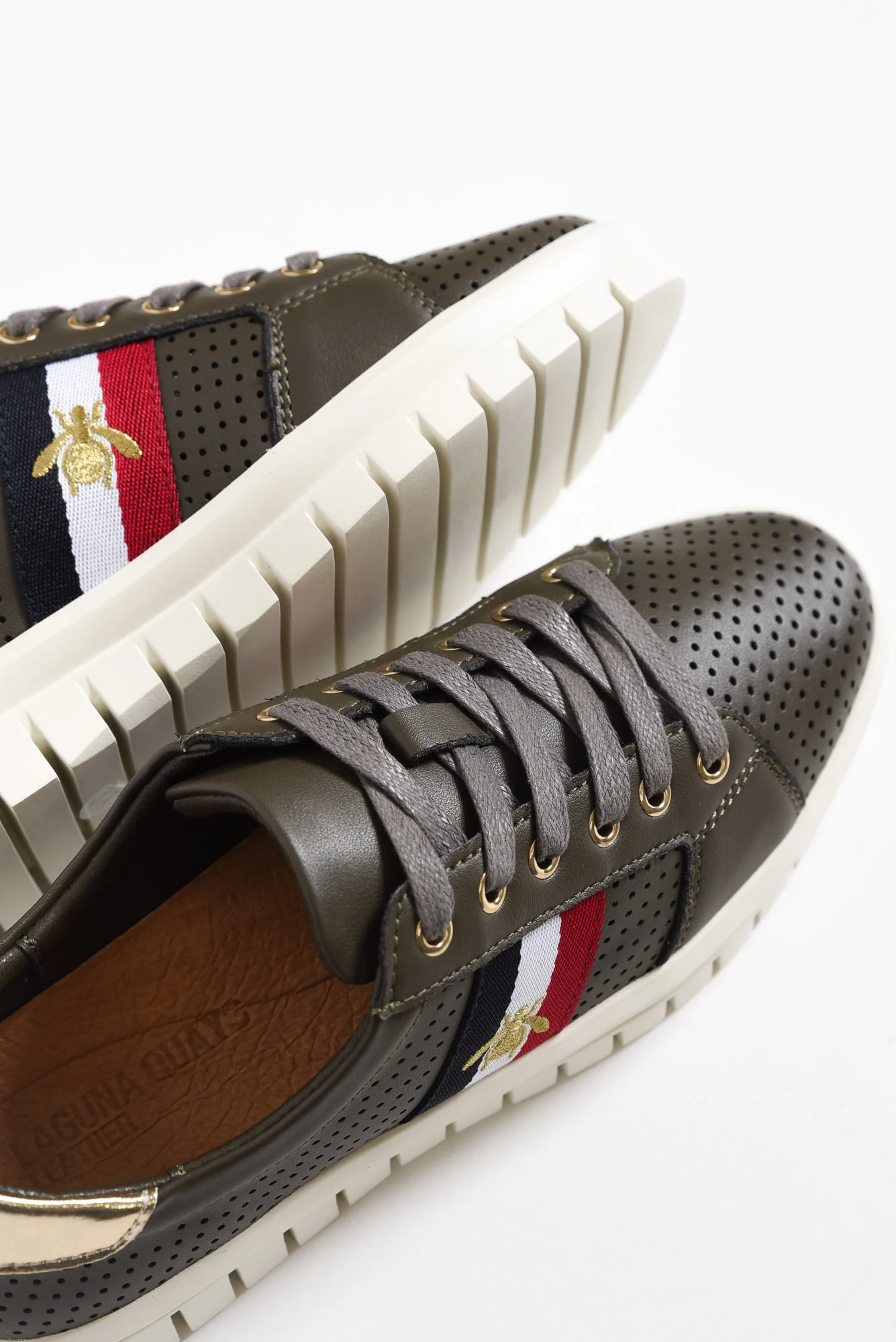 Elope Khaki Bee Leather Sneaker - Image 3