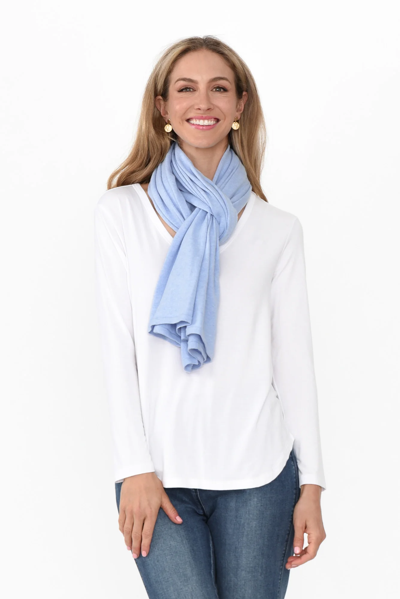 Elorie Blue Cotton Cashmere Poncho - Image 4