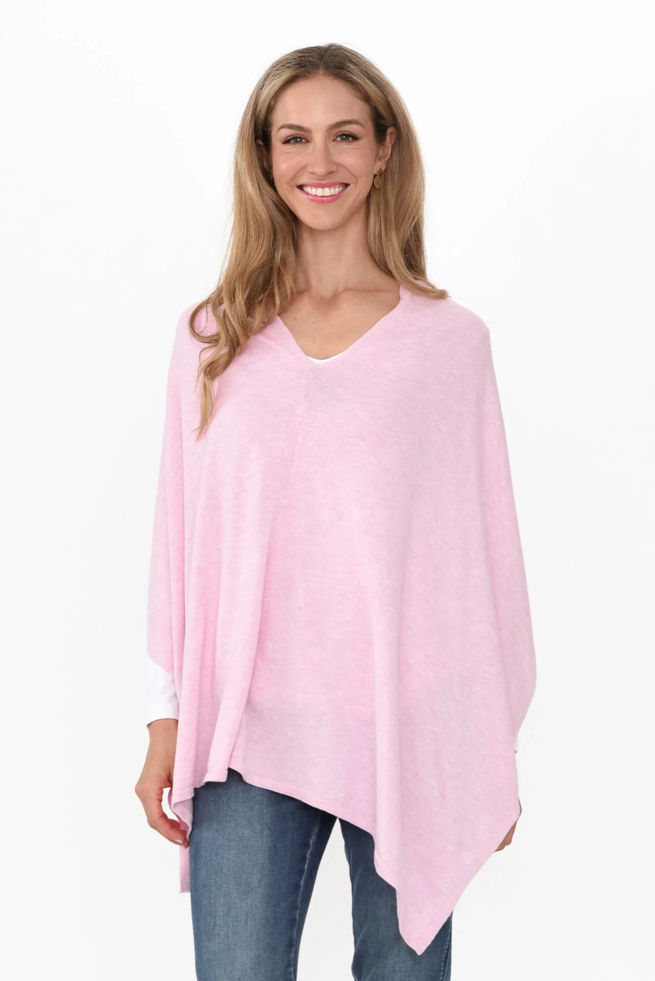 Elorie Pink Cotton Cashmere Poncho - Image 10