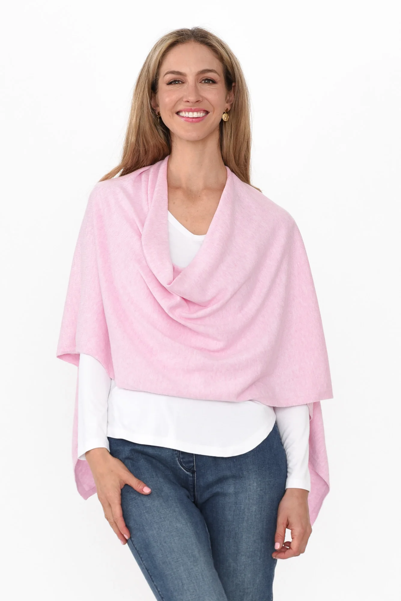 Elorie Pink Cotton Cashmere Poncho - Image 6