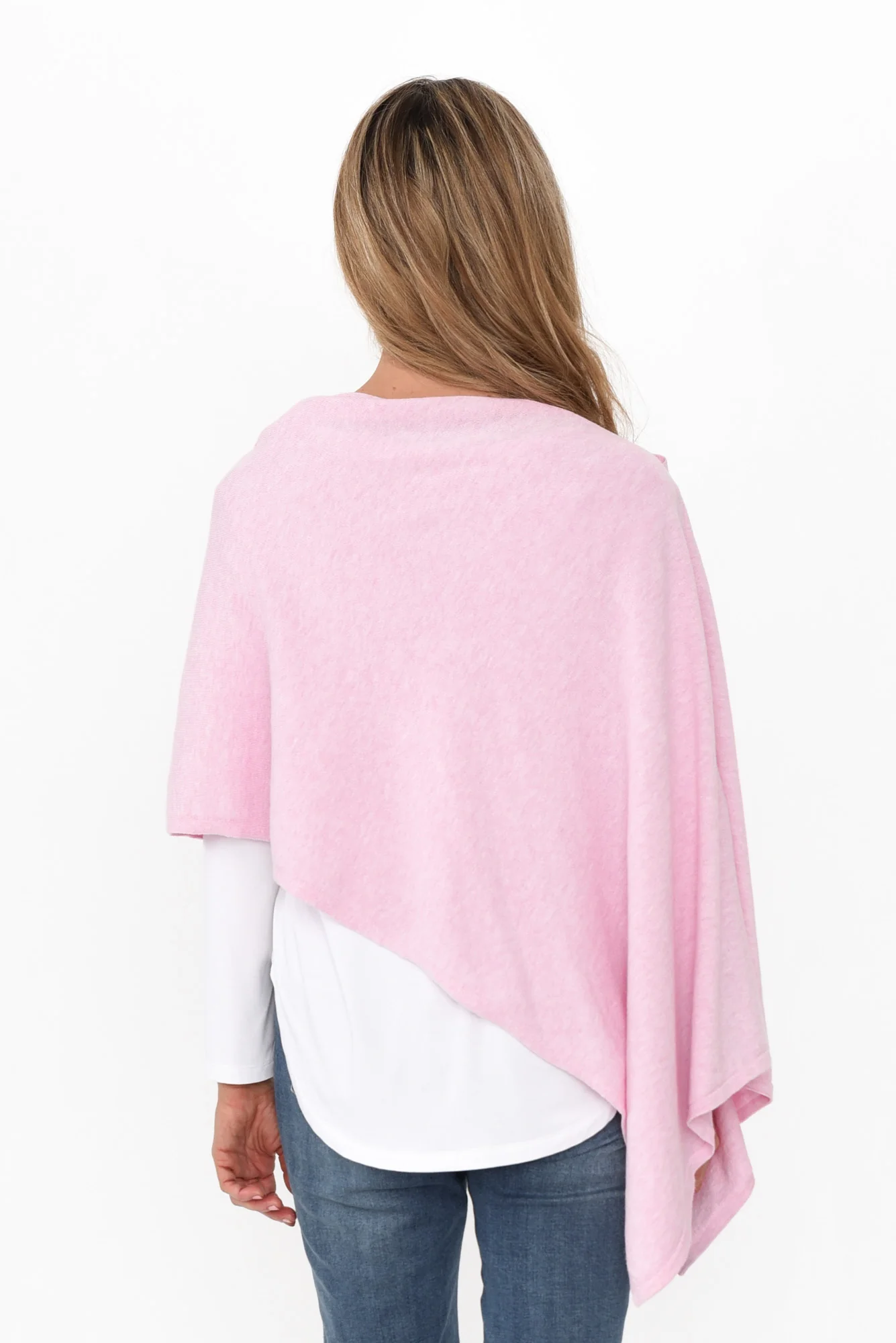 Elorie Pink Cotton Cashmere Poncho - Image 8