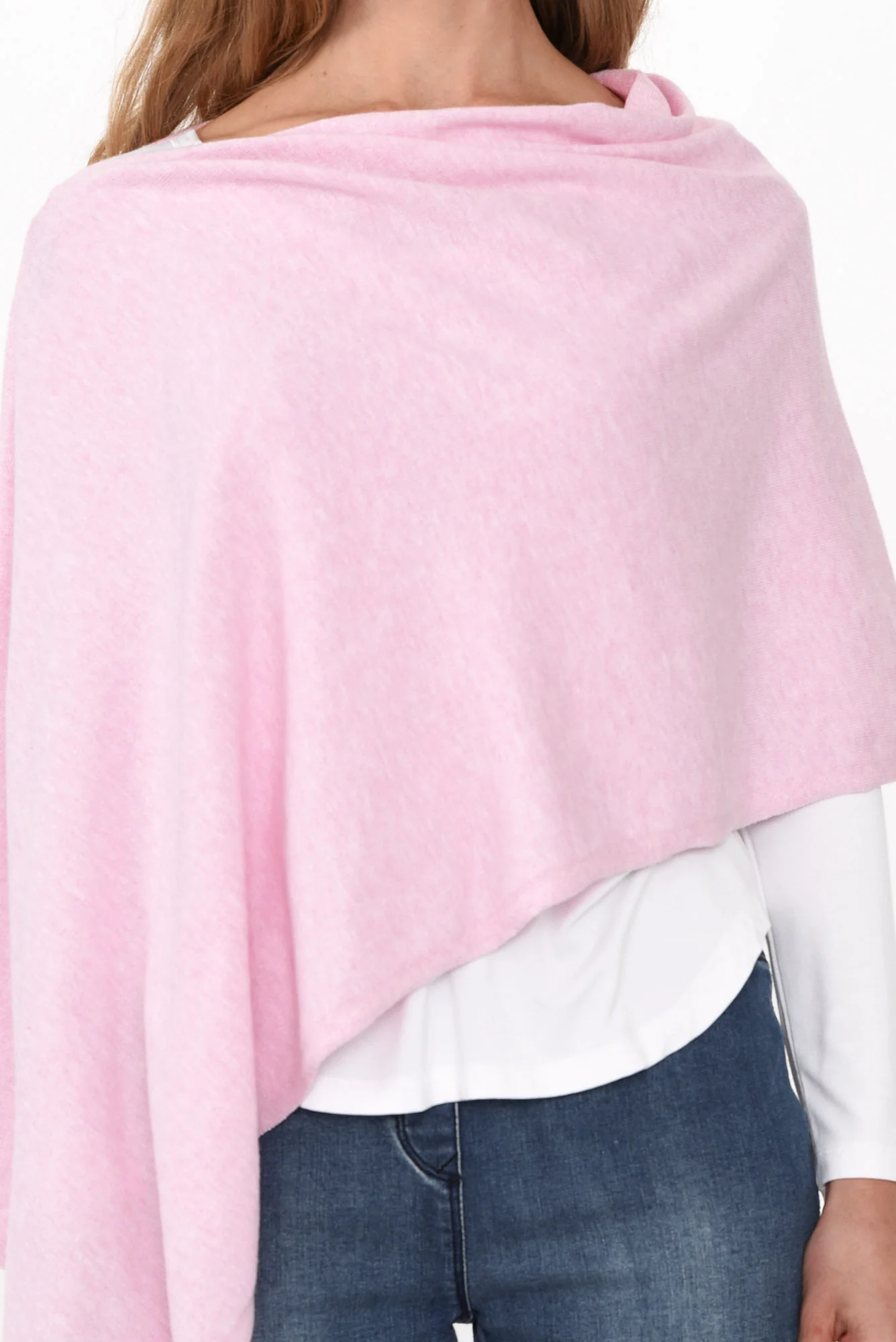Elorie Pink Cotton Cashmere Poncho - Image 9