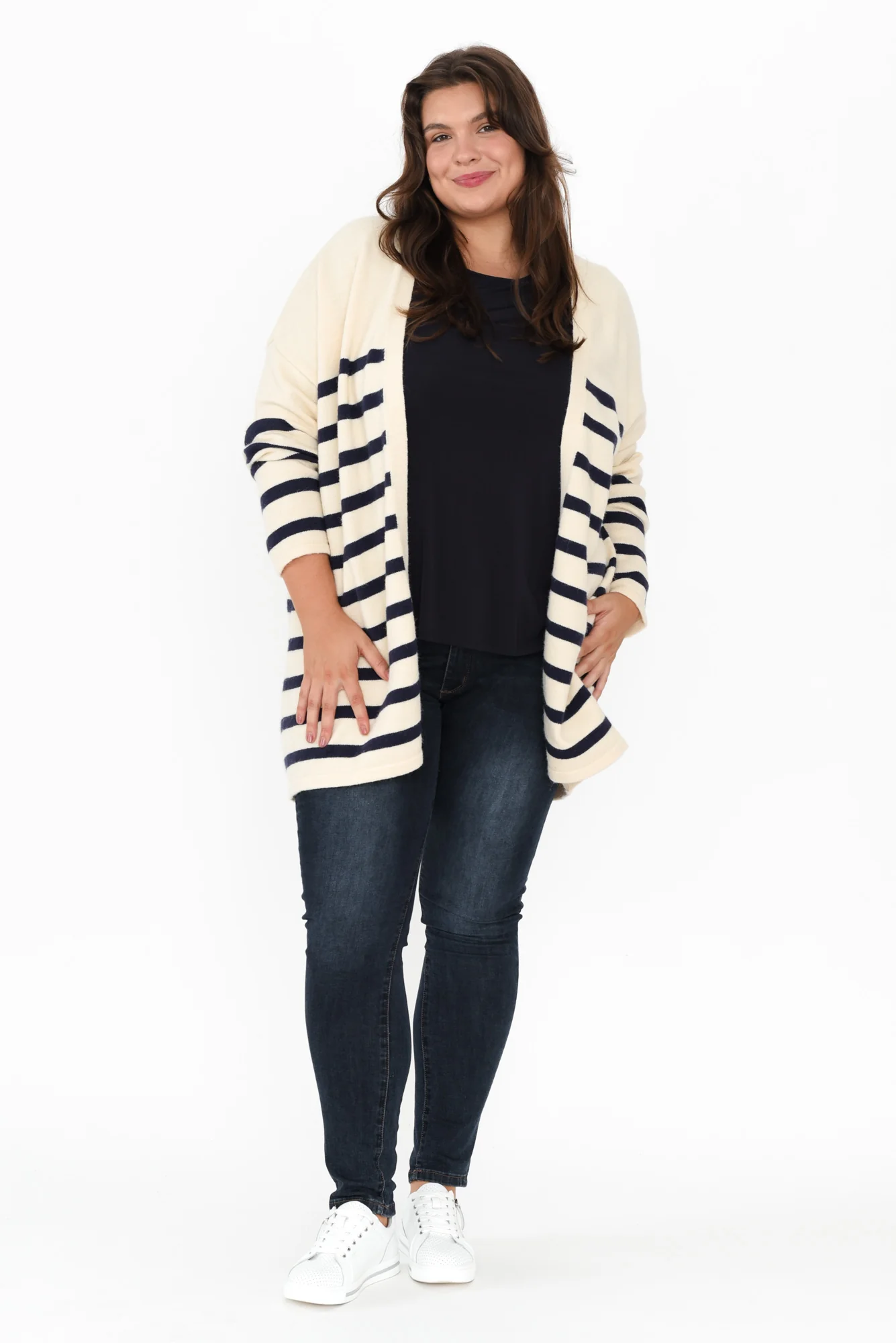Emy Blue Stripe Knit Cardigan - Image 10