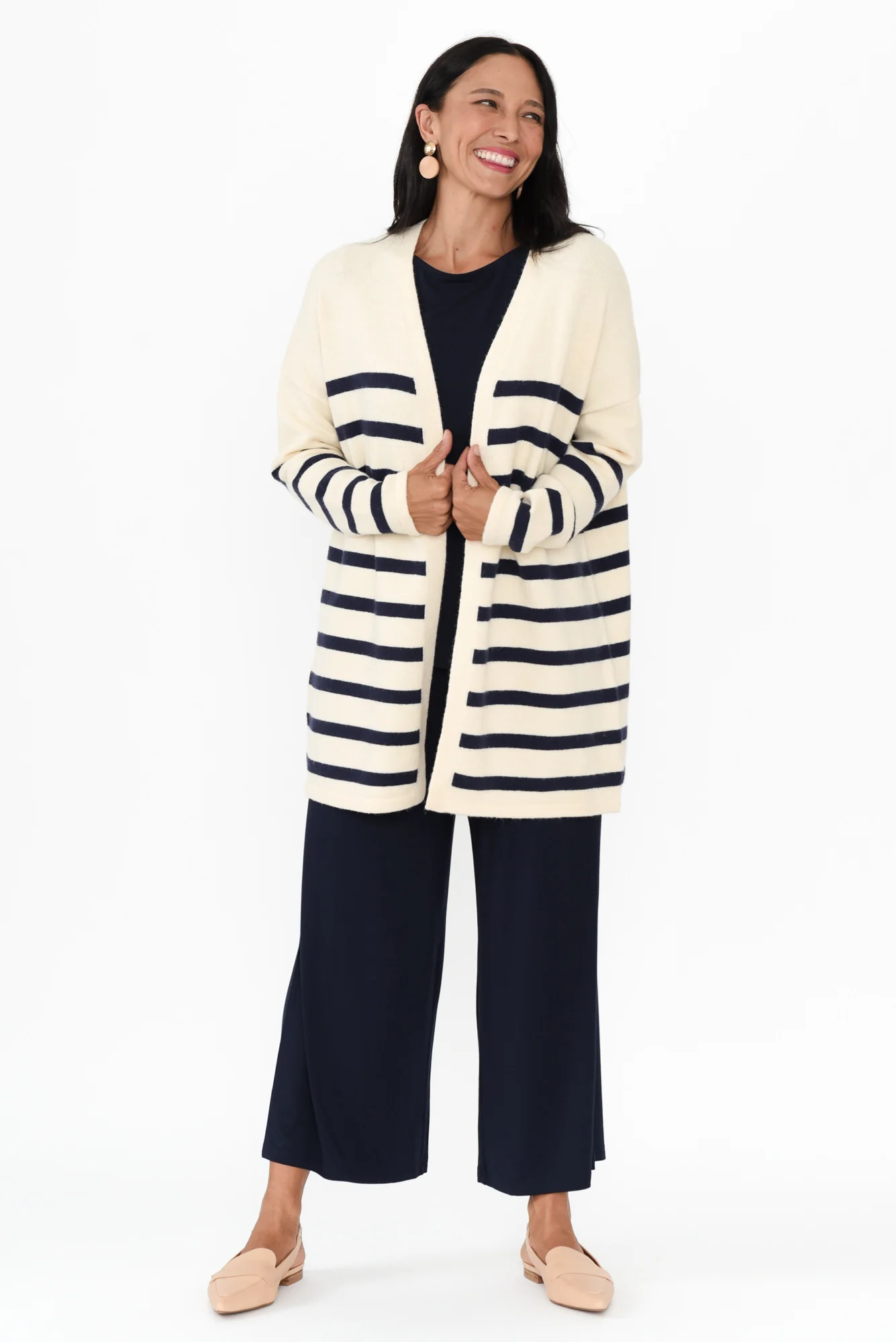 Emy Blue Stripe Knit Cardigan - Image 3