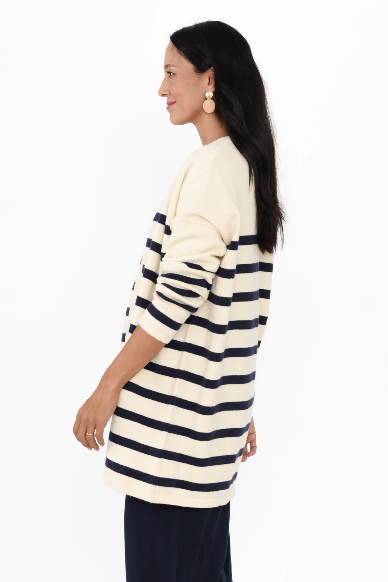 Emy Blue Stripe Knit Cardigan - Image 4