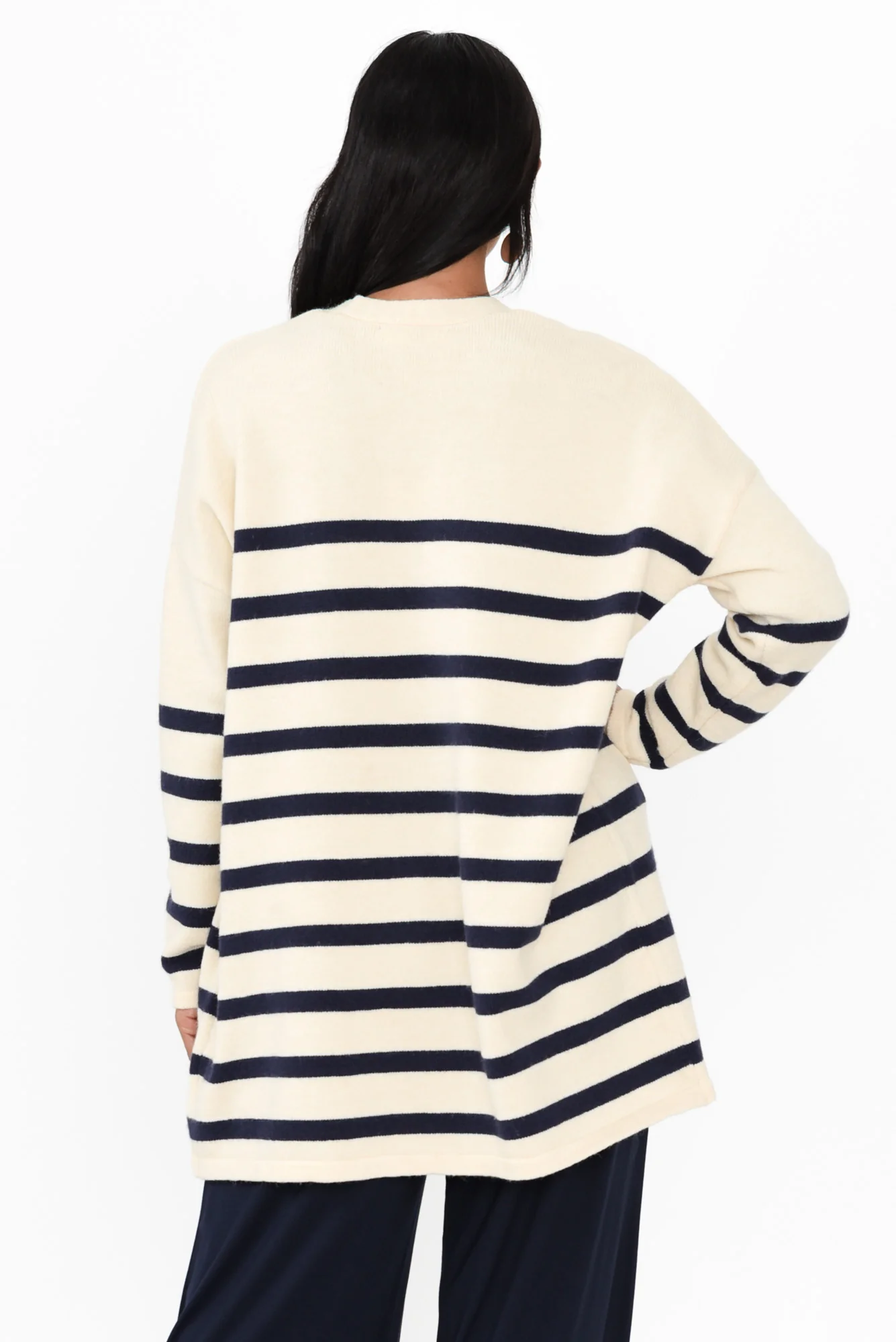 Emy Blue Stripe Knit Cardigan - Image 5