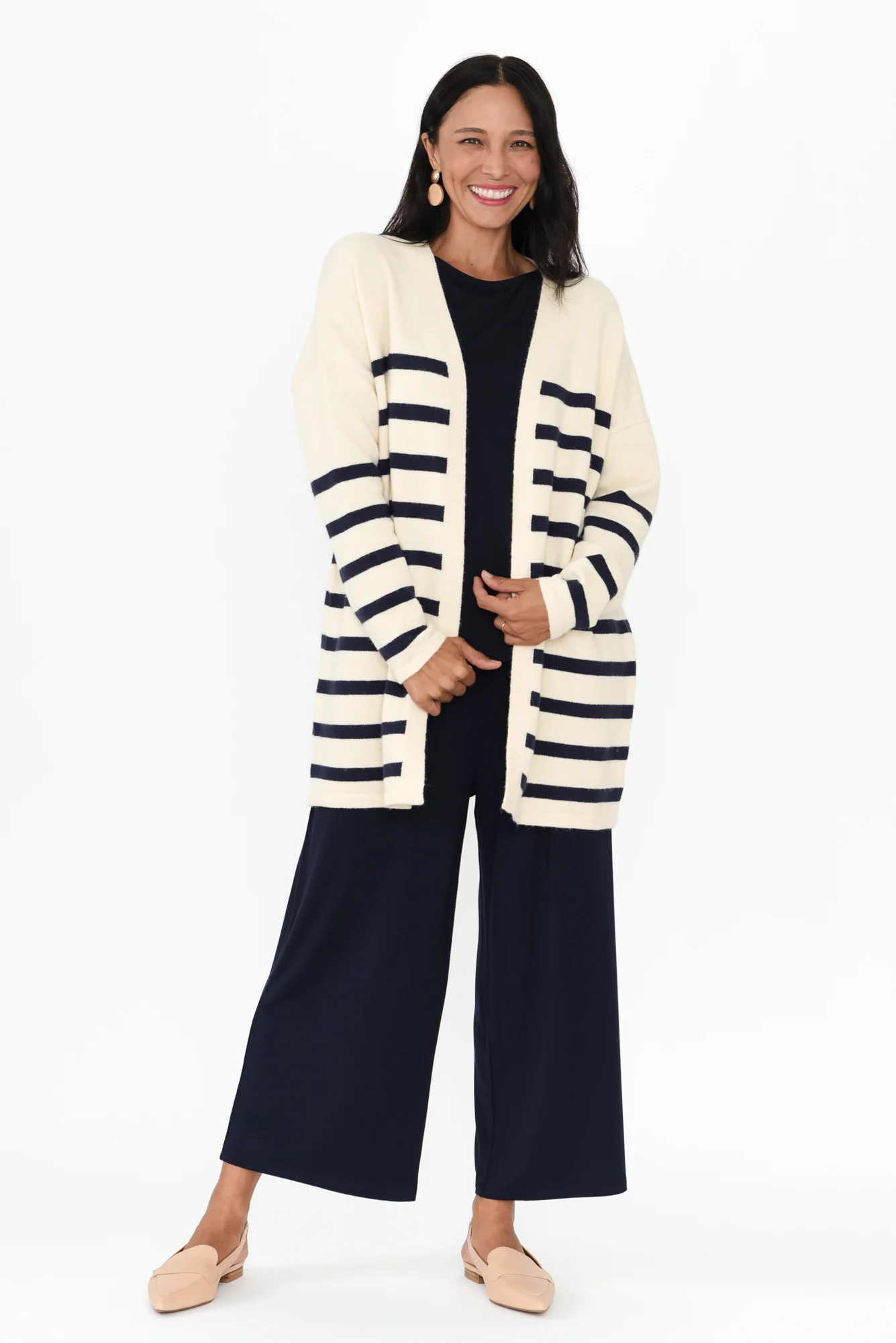 Emy Blue Stripe Knit Cardigan - Image 7
