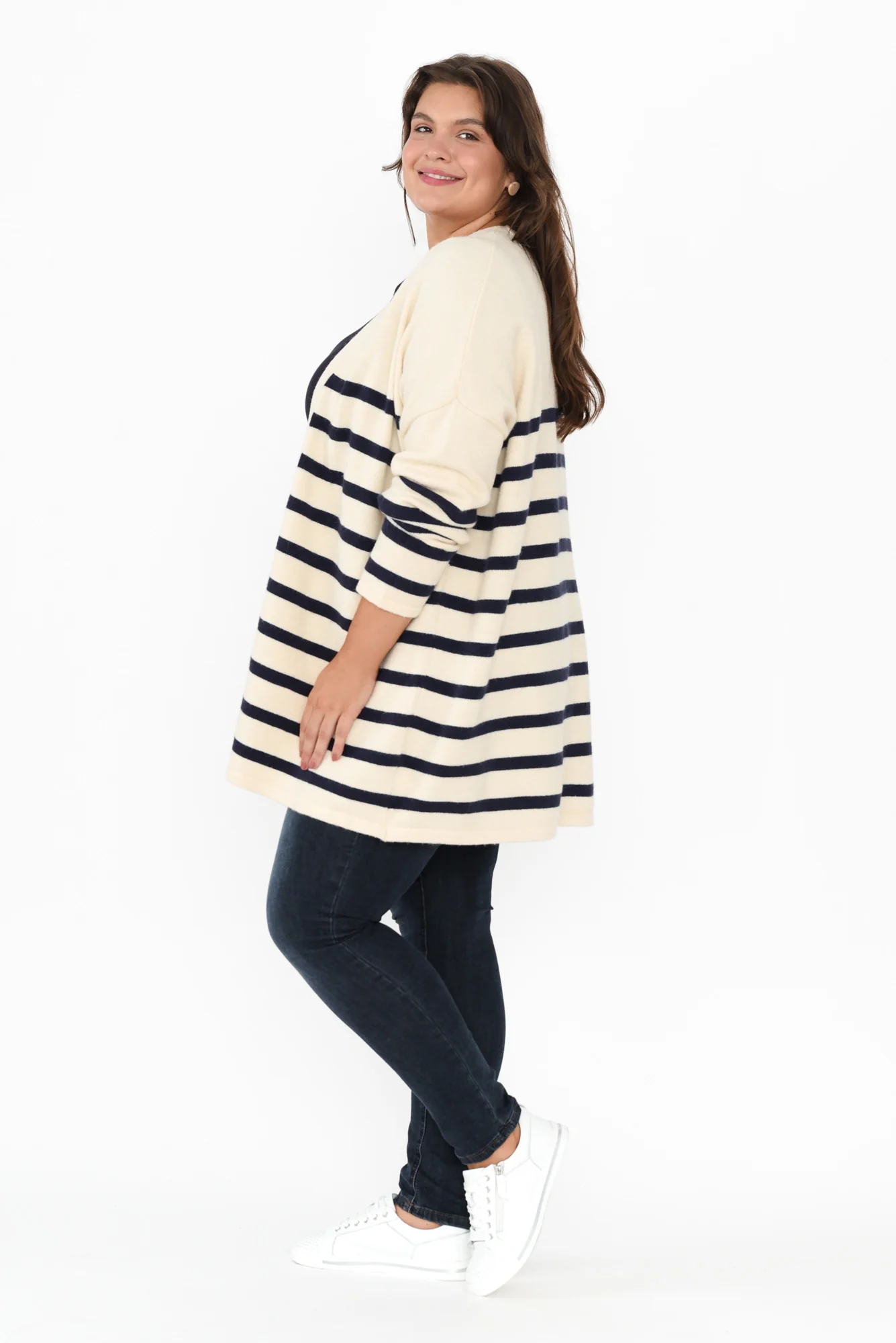 Emy Blue Stripe Knit Cardigan - Image 8