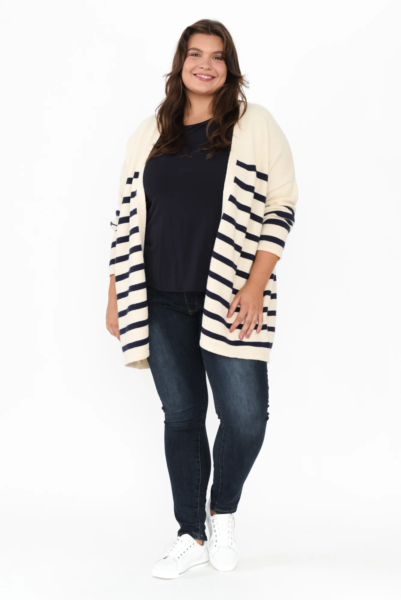 Emy Blue Stripe Knit Cardigan - Image 9