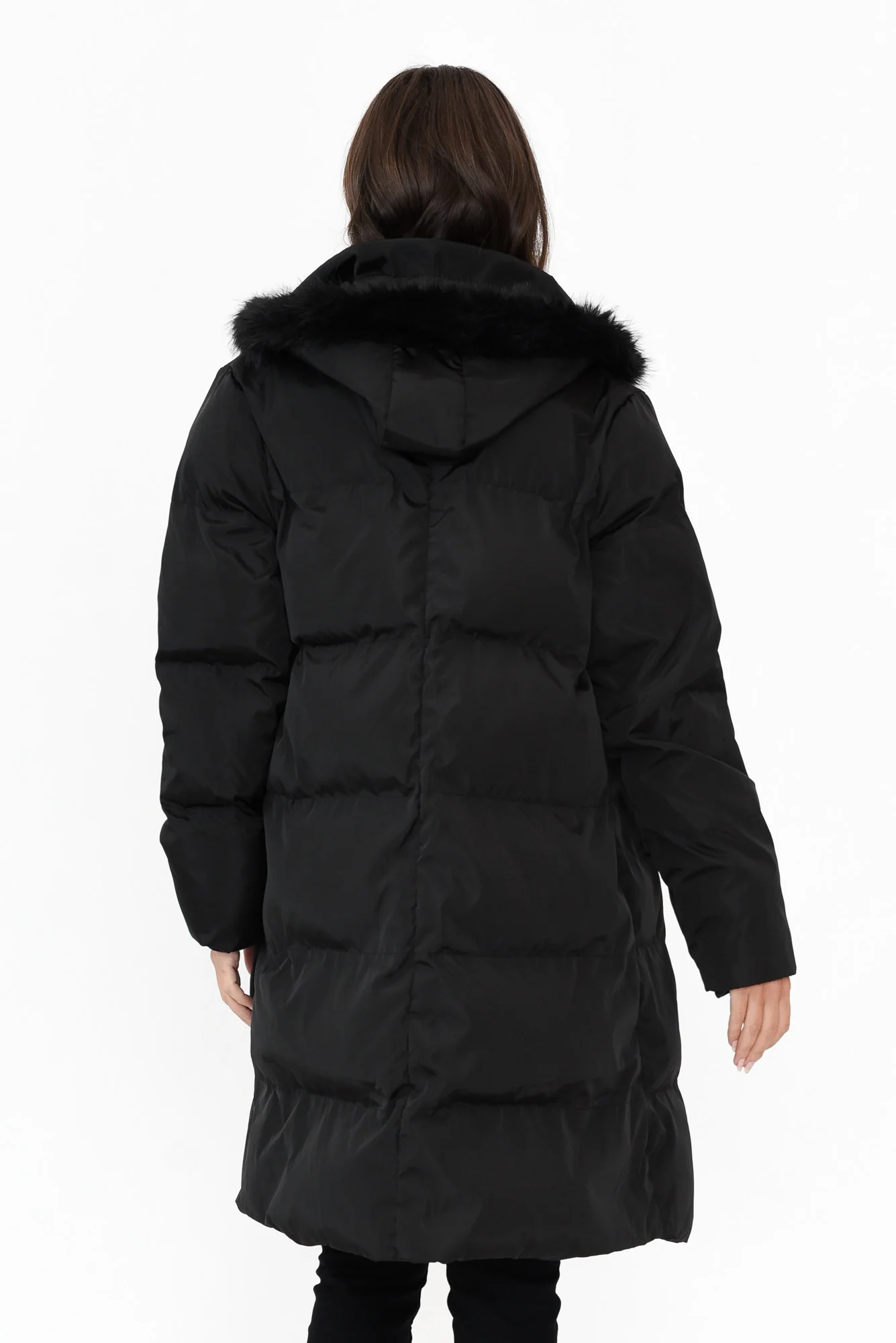 Faye Black Faux Fur Puffer Jacket - Image 4