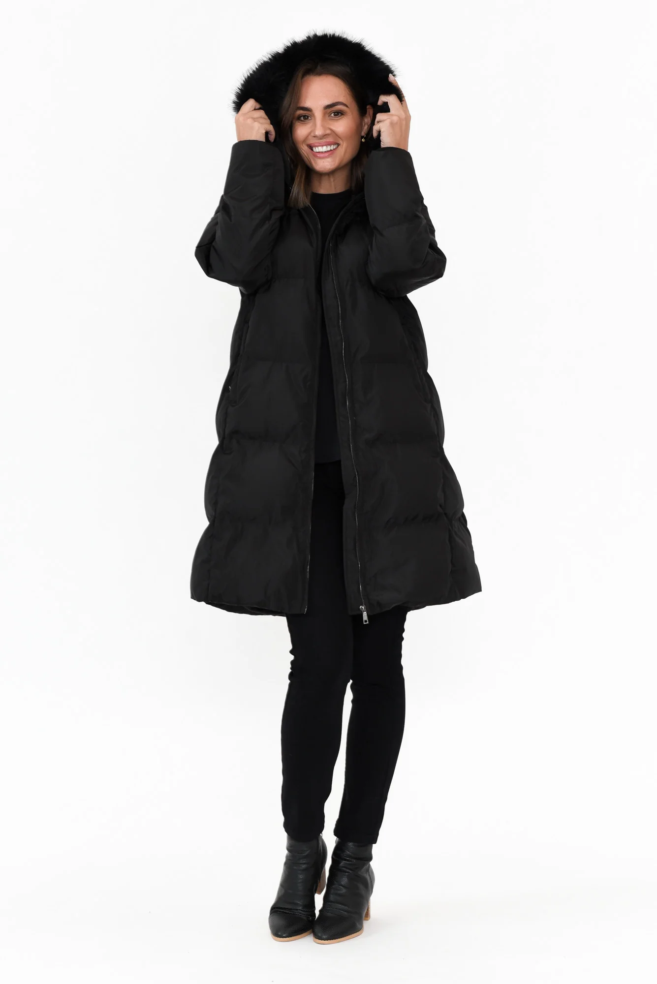 Faye Black Faux Fur Puffer Jacket - Image 6