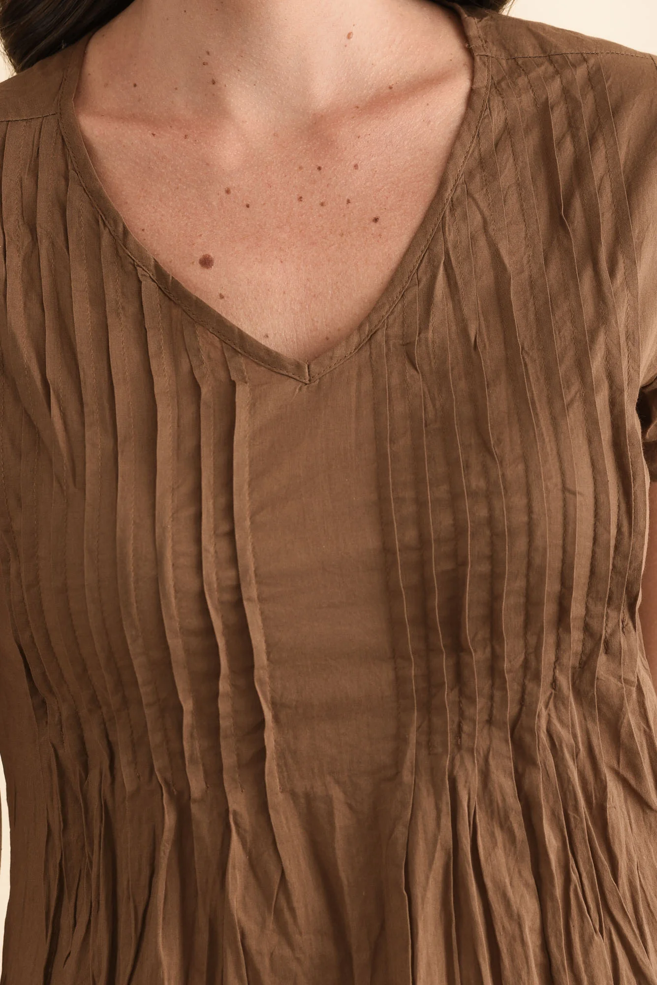 Fia Mocha Crinkle Cotton Top - Image 5