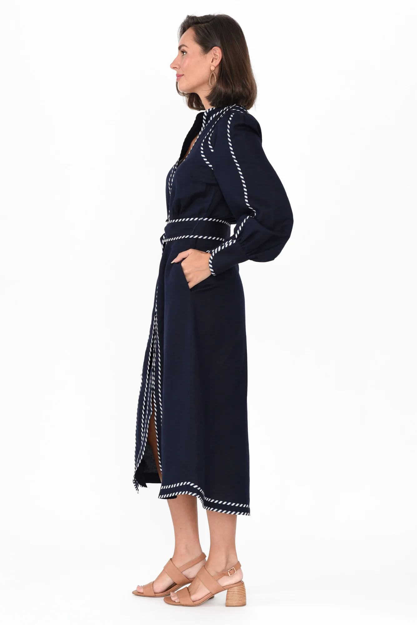 Nova Navy Ink Linen Blend Dress - Image 3