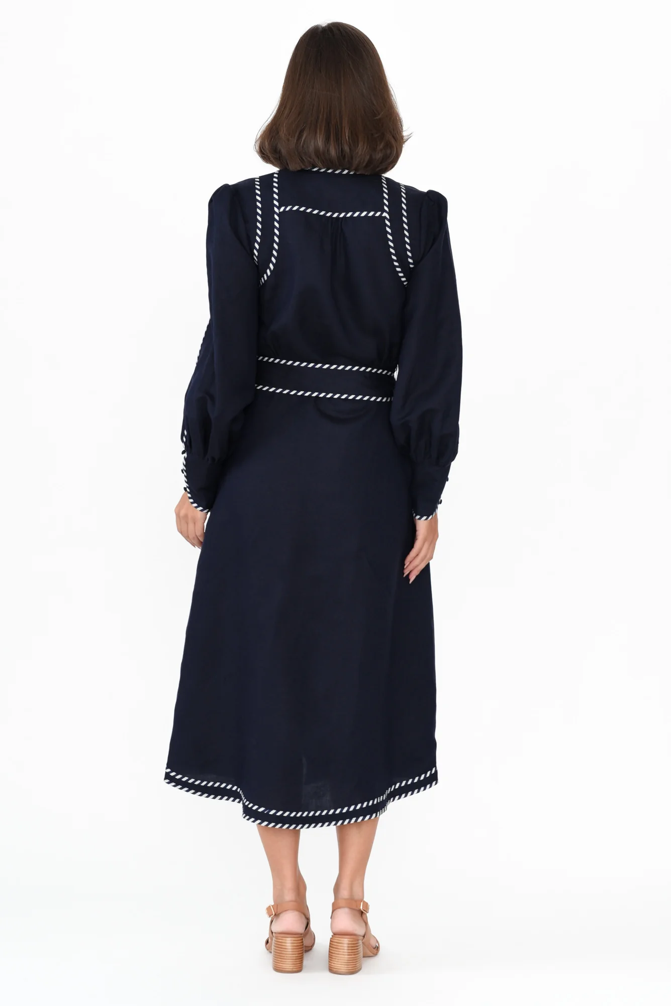 Nova Navy Ink Linen Blend Dress - Image 4