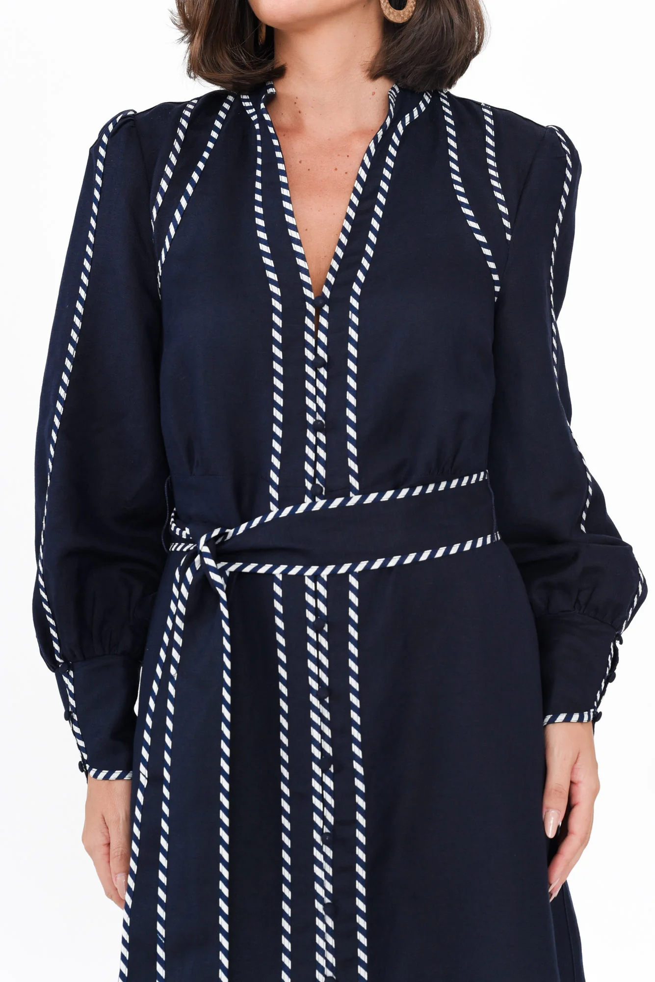 Nova Navy Ink Linen Blend Dress - Image 5