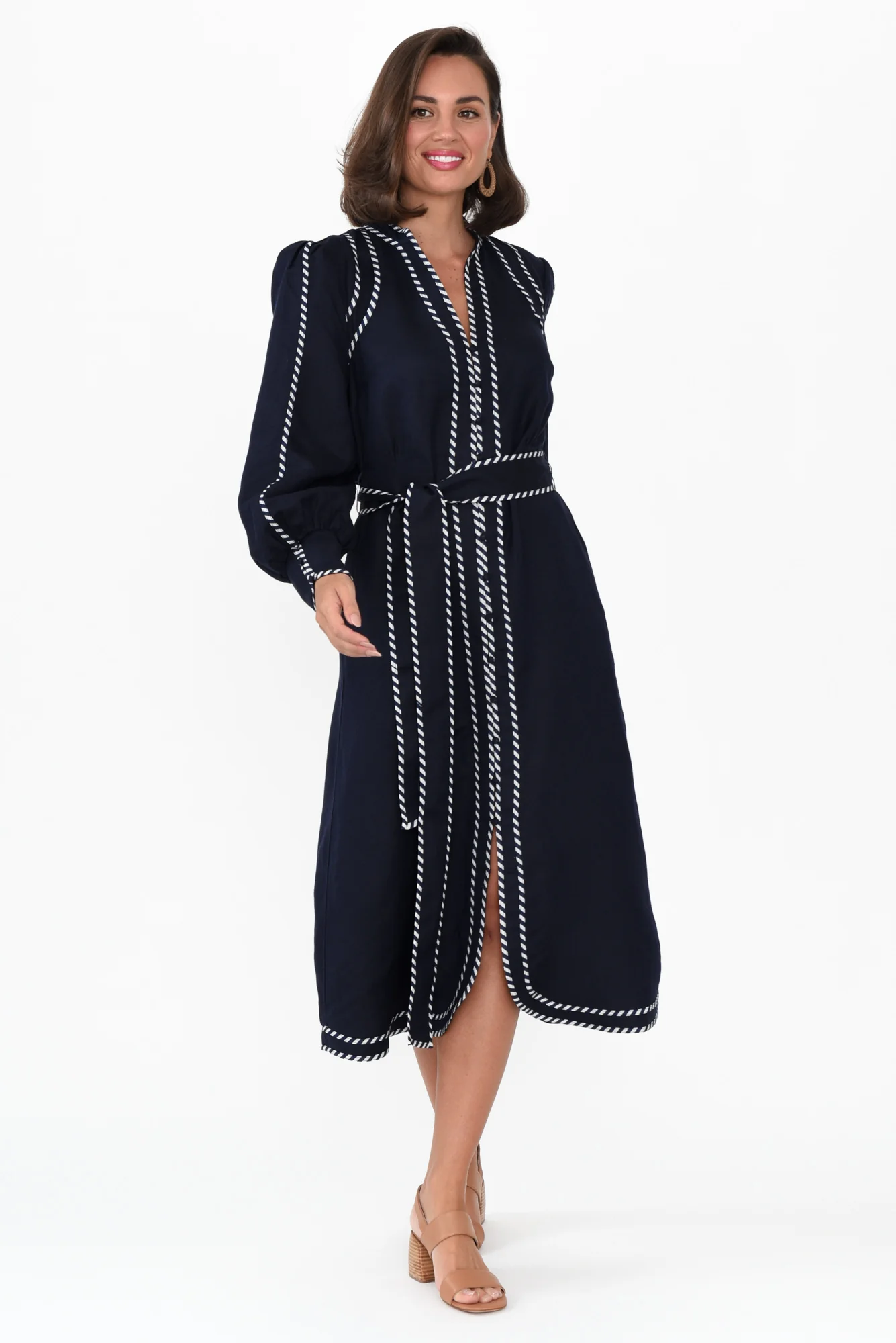 Nova Navy Ink Linen Blend Dress - Image 6