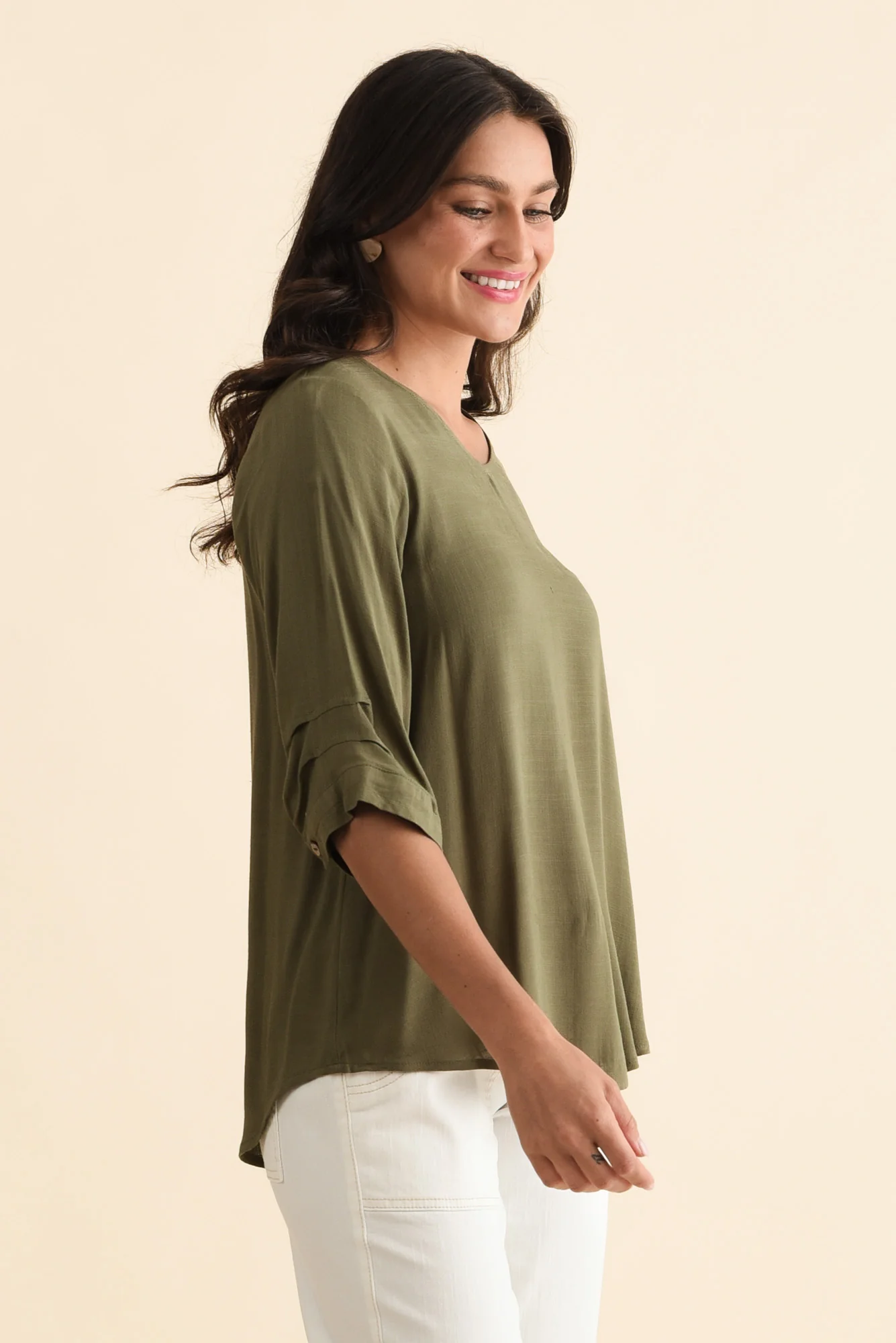 Gomez Khaki Button Top - Image 4