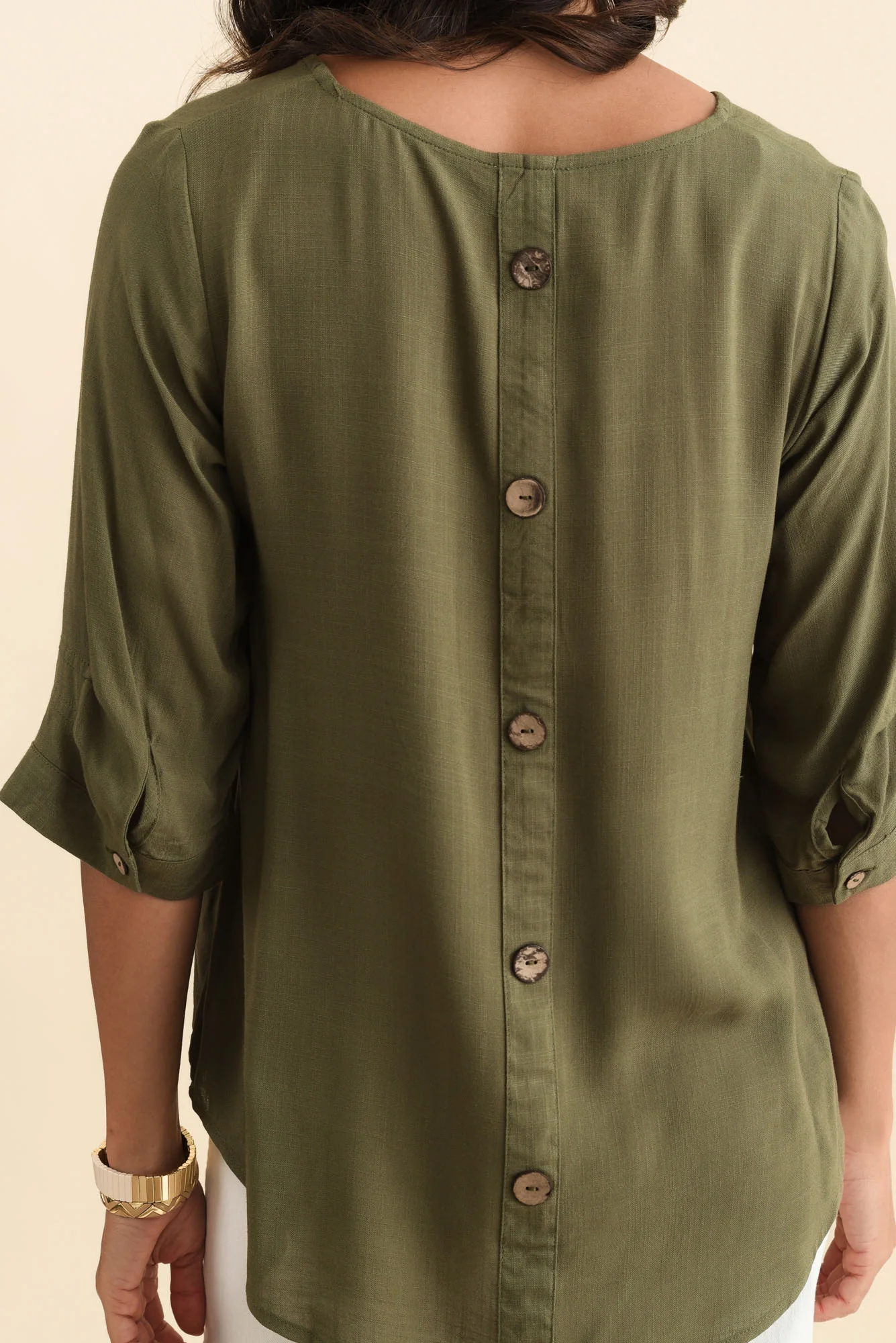 Gomez Khaki Button Top - Image 6