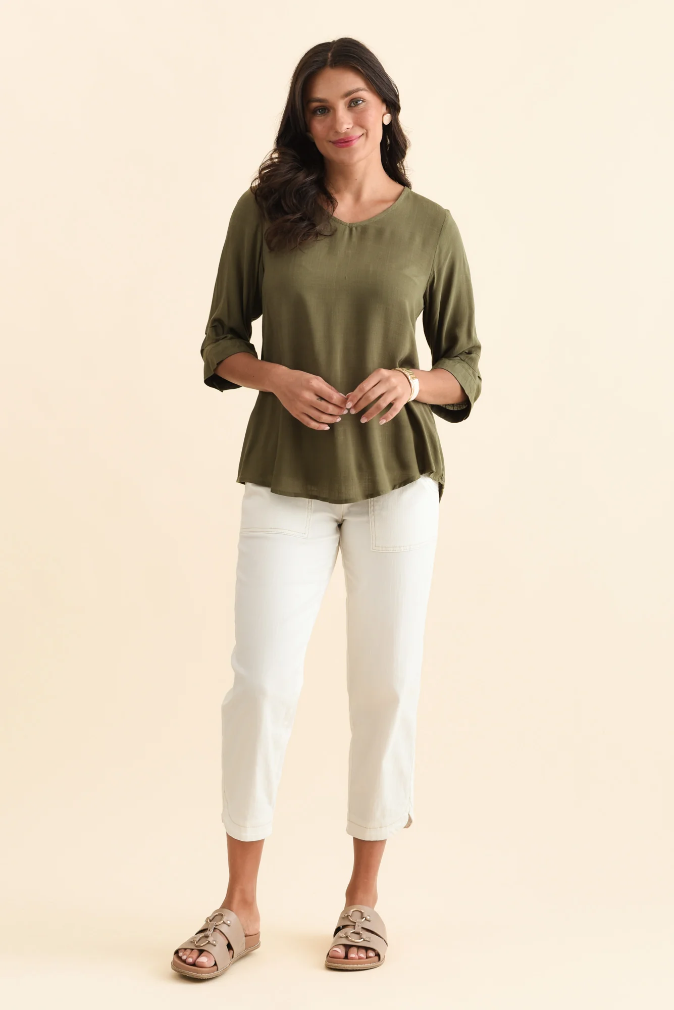 Gomez Khaki Button Top - Image 7