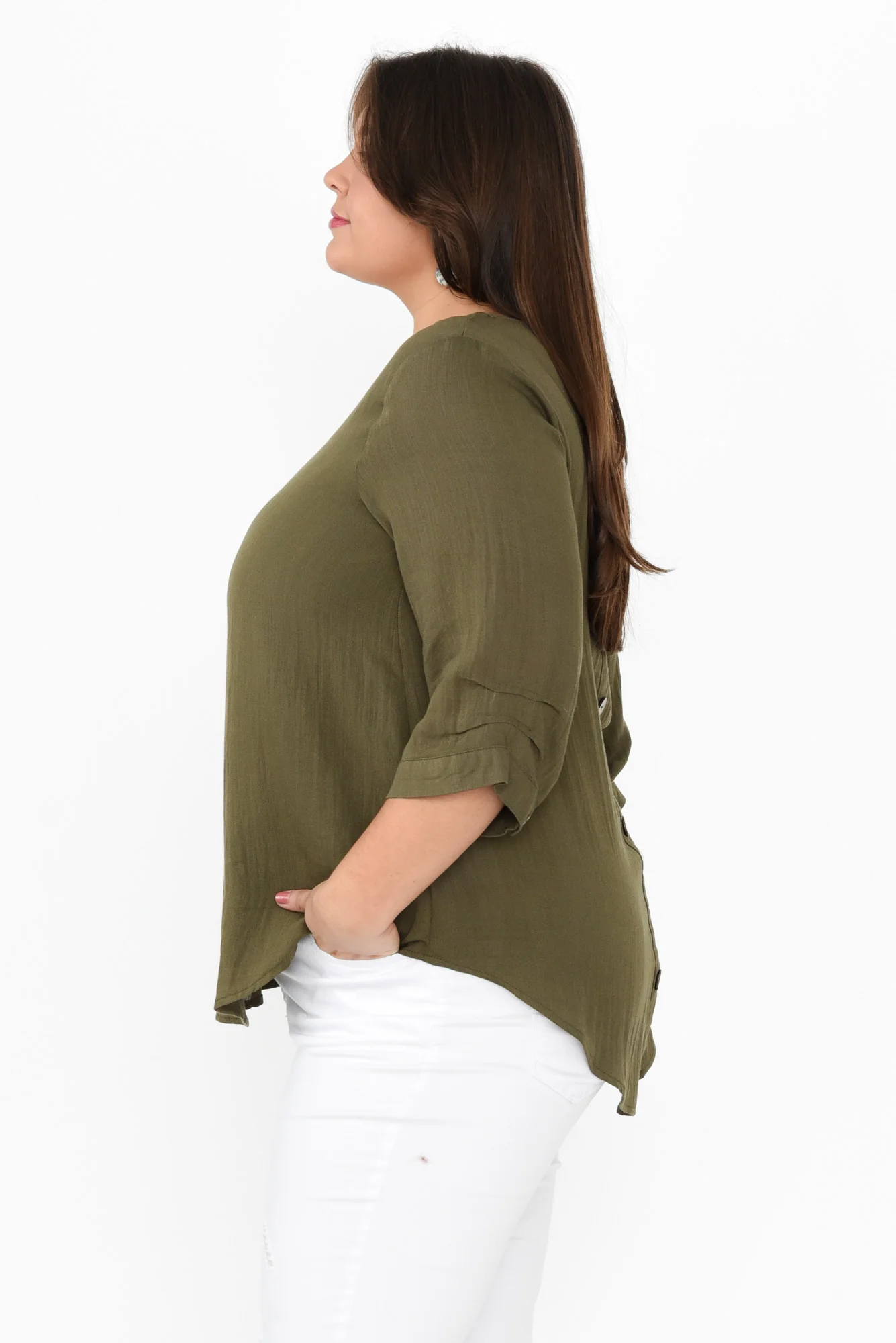 Gomez Khaki Button Top - Image 9