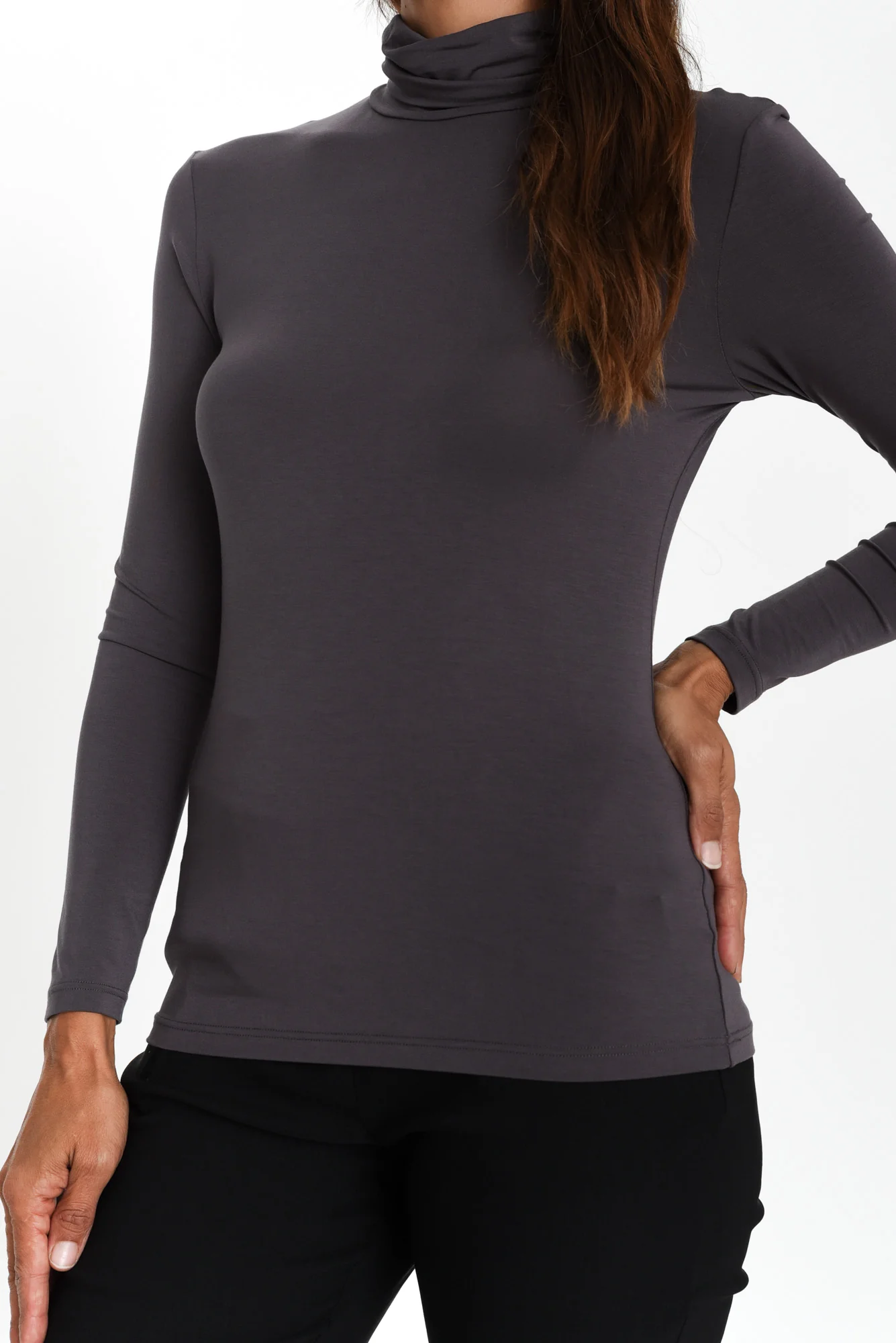Graphite Micro Modal Turtleneck Top - Image 6