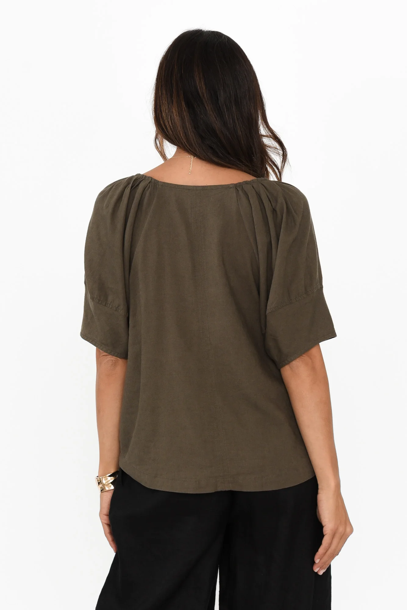 Grove Khaki Linen Blend Top - Image 4