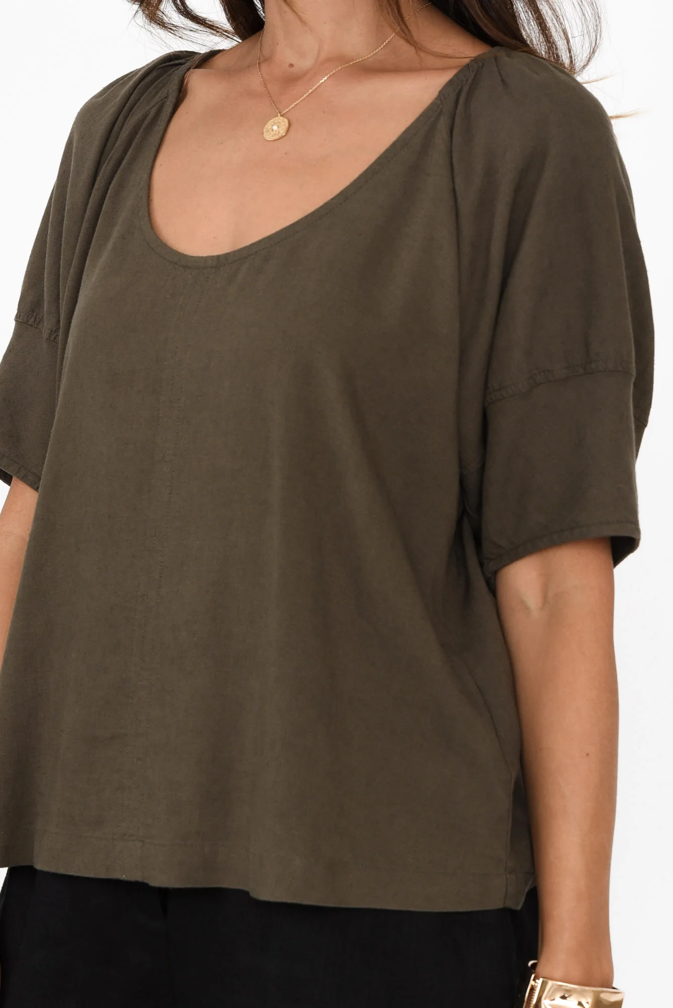Grove Khaki Linen Blend Top - Image 5
