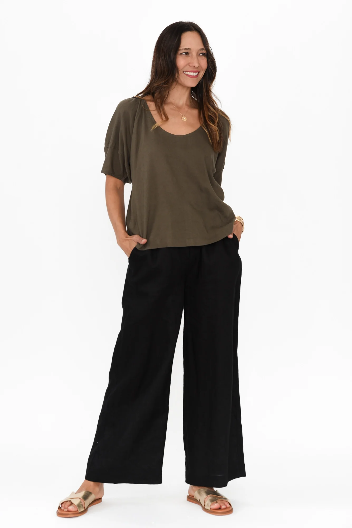 Grove Khaki Linen Blend Top - Image 6
