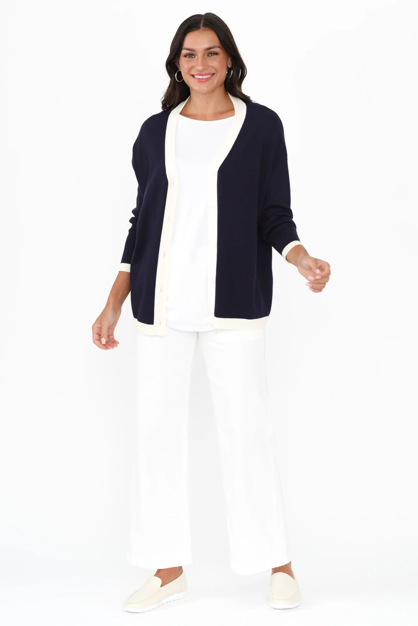 Hampton Navy Contrast Cardigan - Image 6