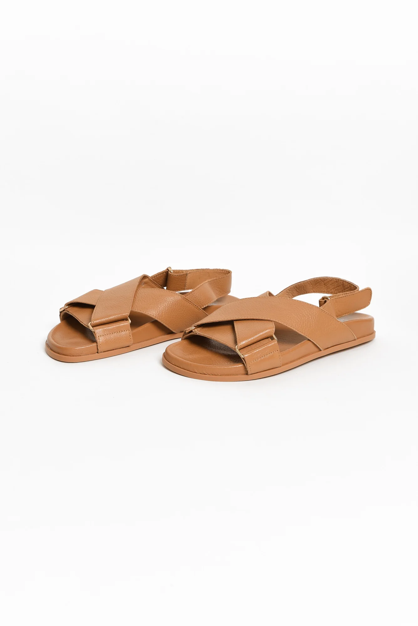 Haylow Tan Leather Crossover Sandal - Image 3