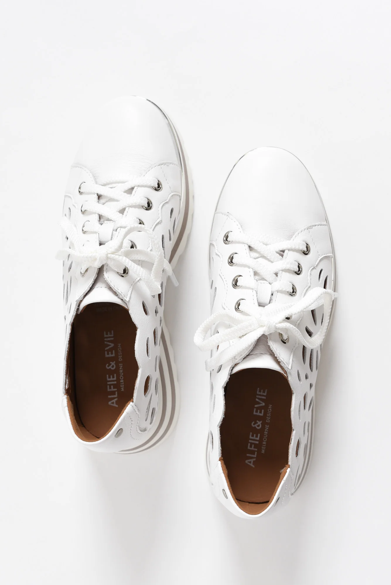 Holiday White Leather Platform Sneaker - Image 4