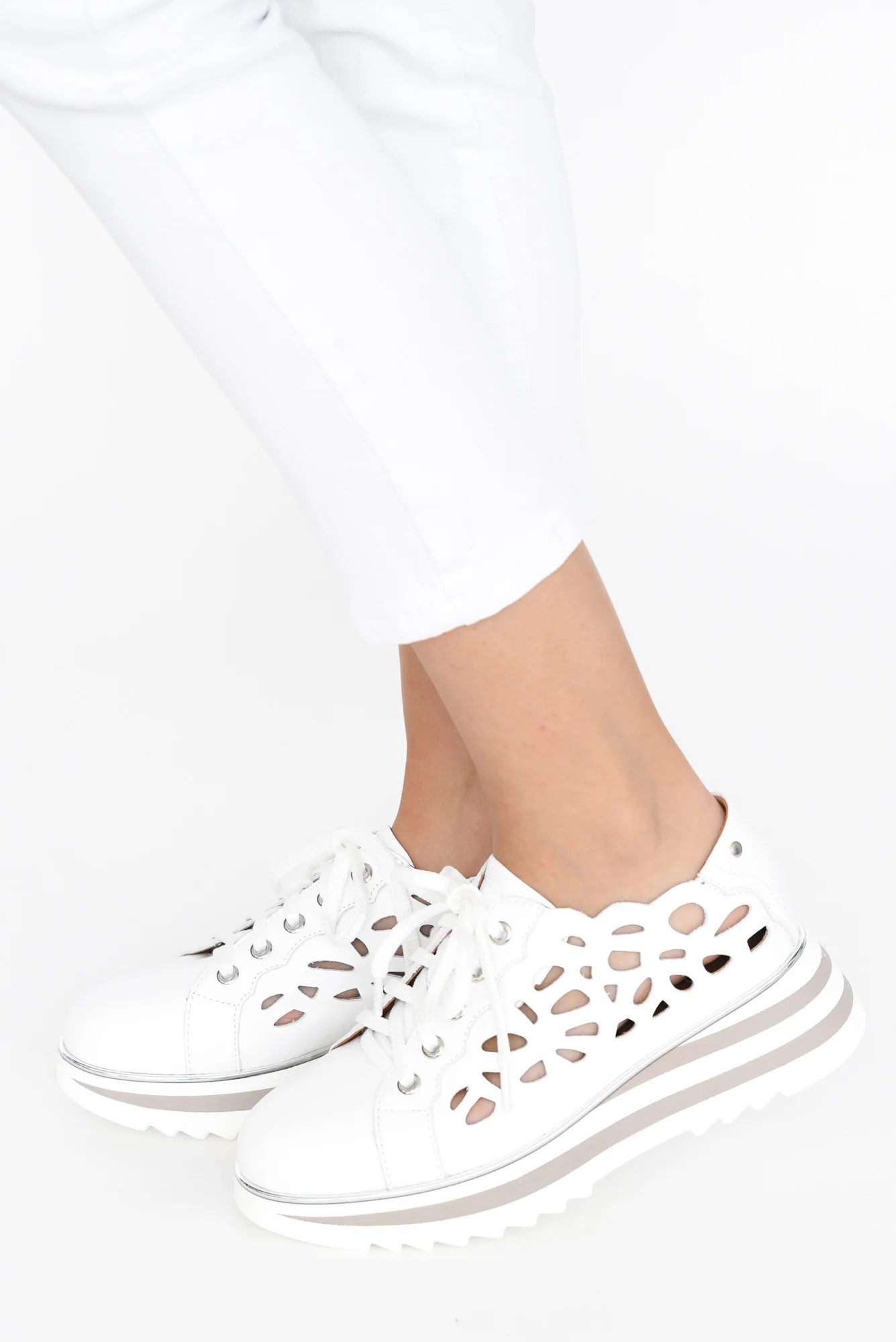 Holiday White Leather Platform Sneaker - Image 6