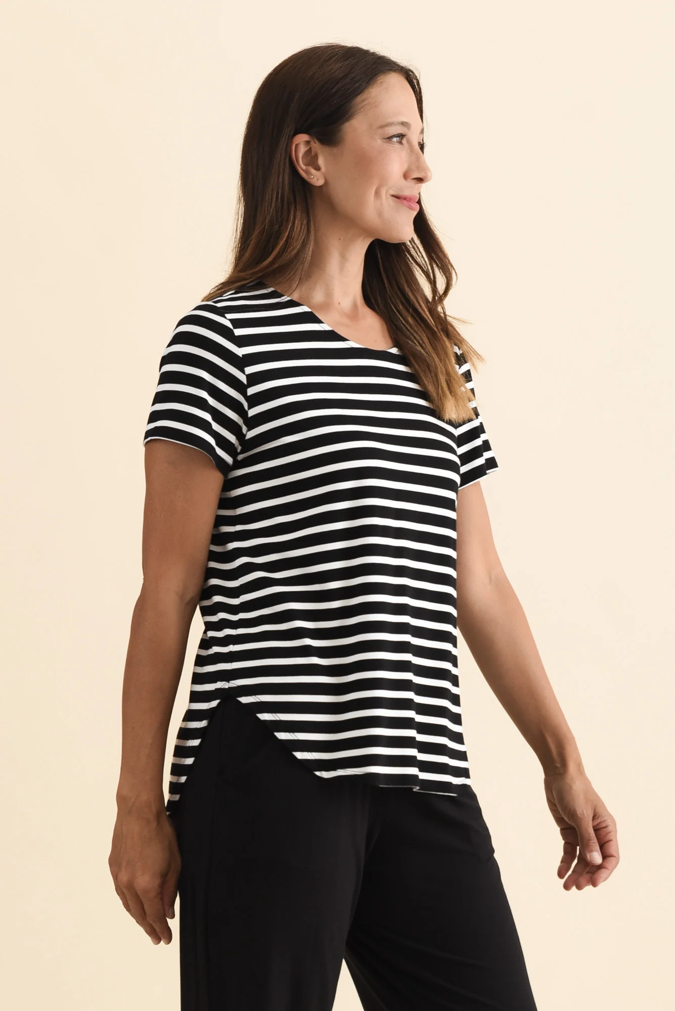 Janis Black Stripe Bamboo Tee - Image 4
