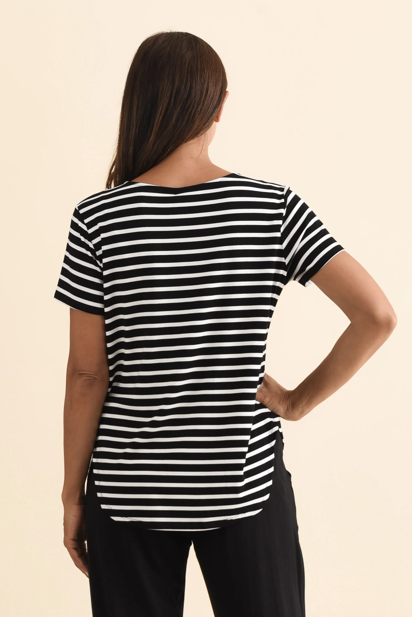 Janis Black Stripe Bamboo Tee - Image 5