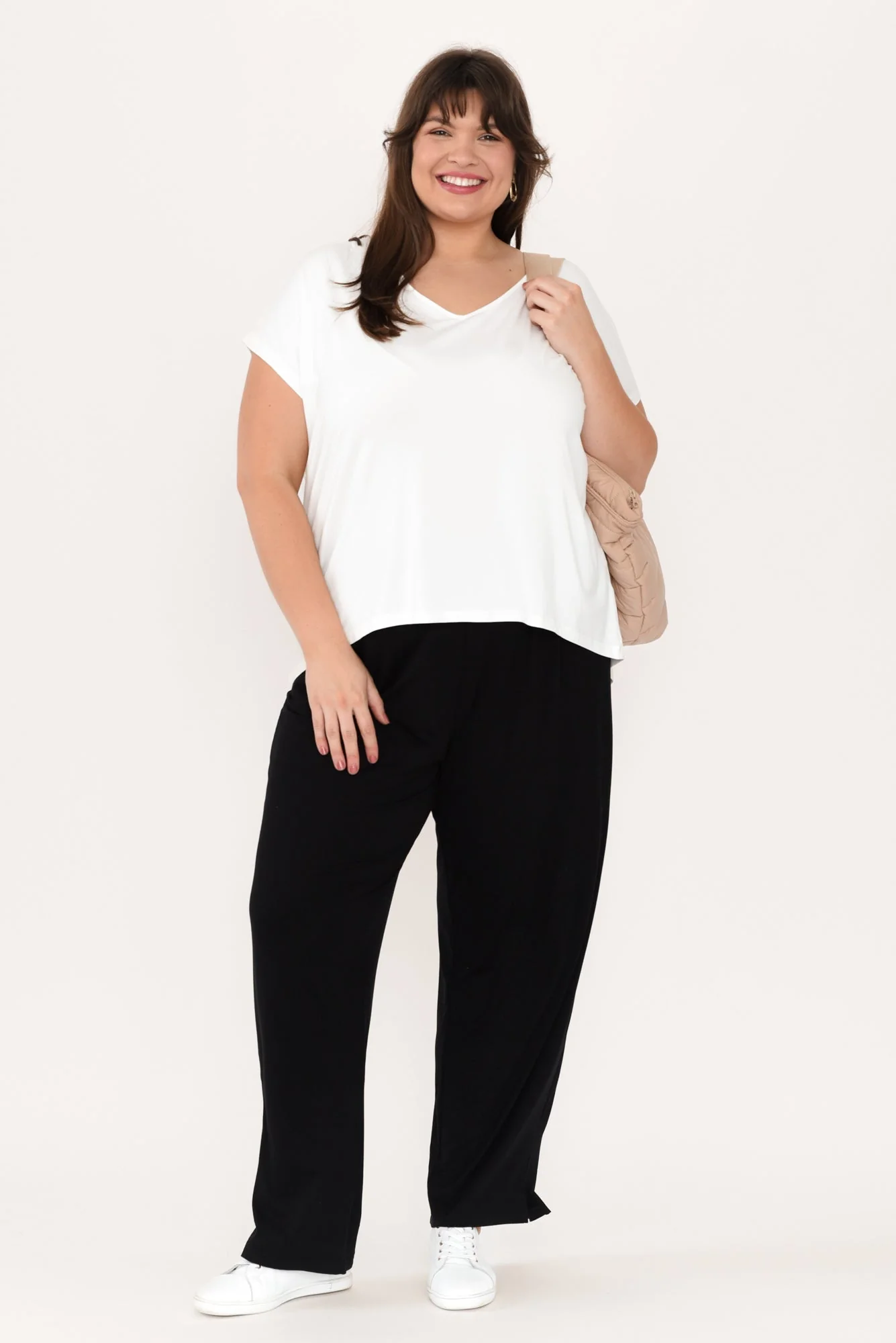 Jenner White V Neck Tee - Image 11