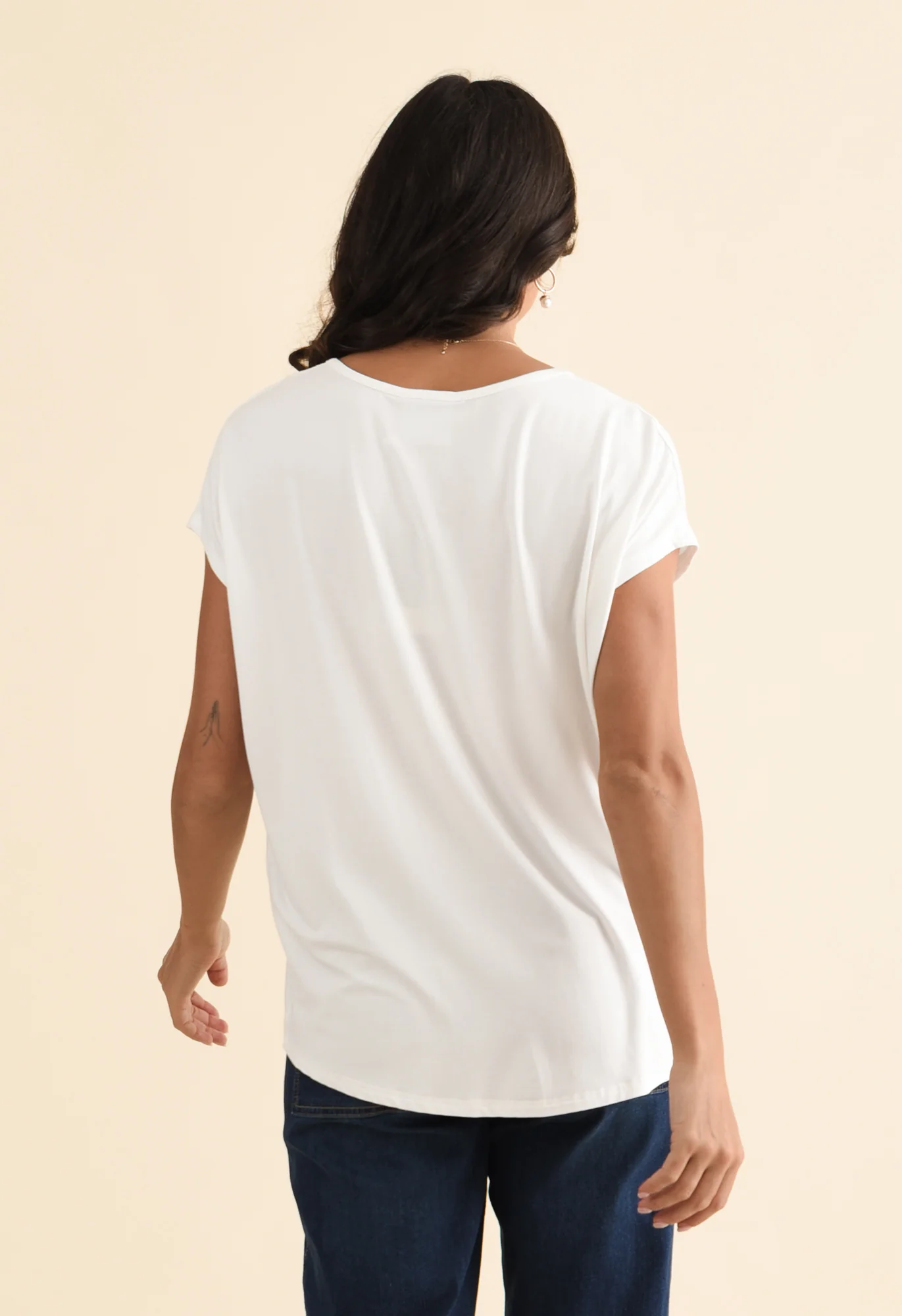 Jenner White V Neck Tee - Image 4