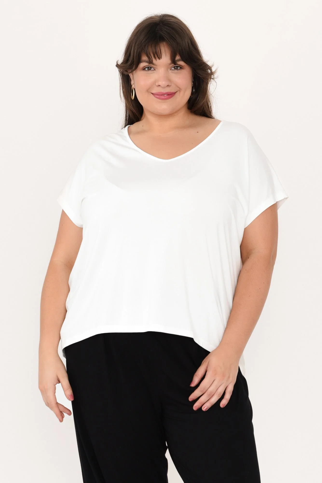 Jenner White V Neck Tee - Image 8