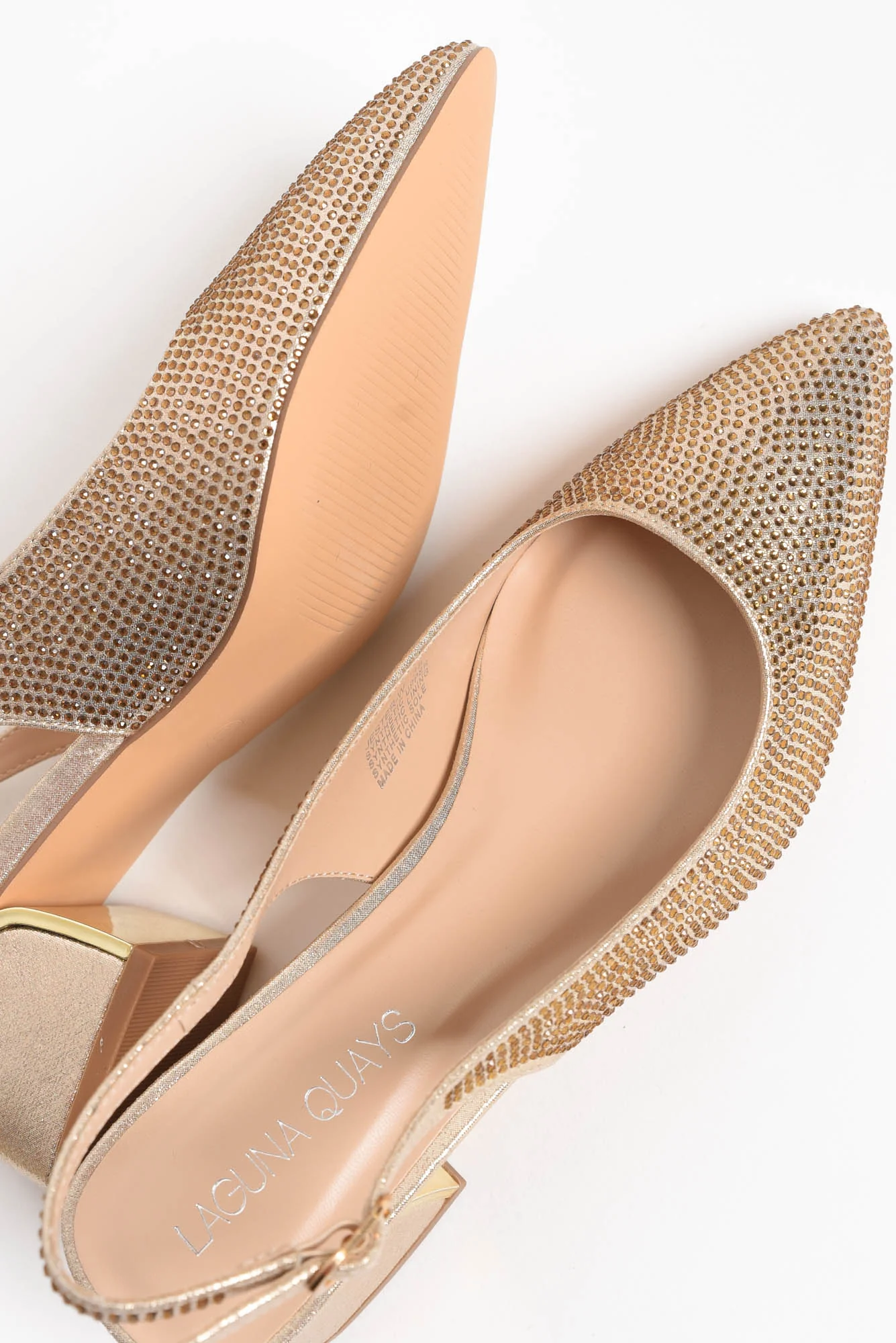 Jester Gold Diamante Slingback Heel - Image 3