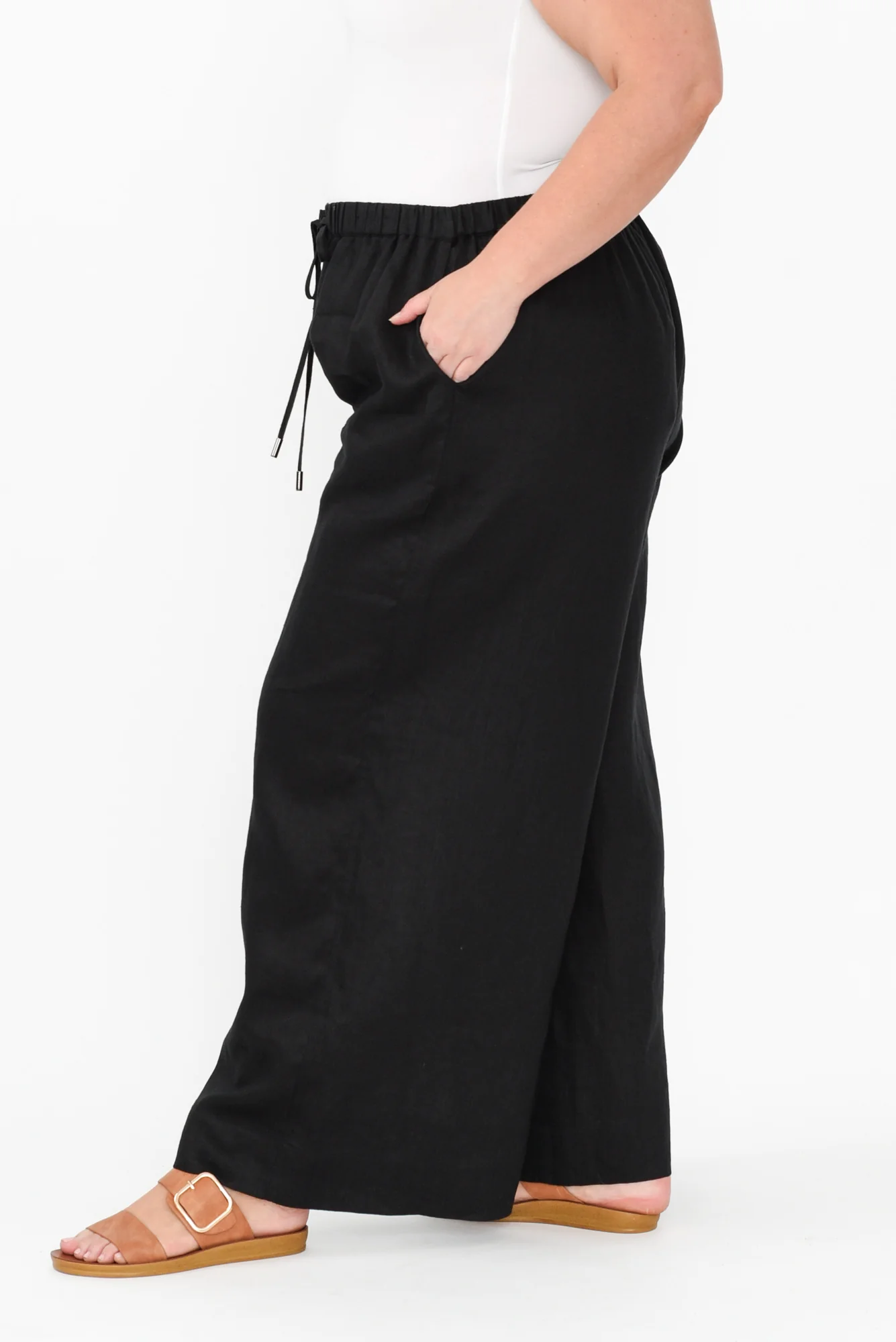 Jimmie Black Linen Tie Pants - Image 10