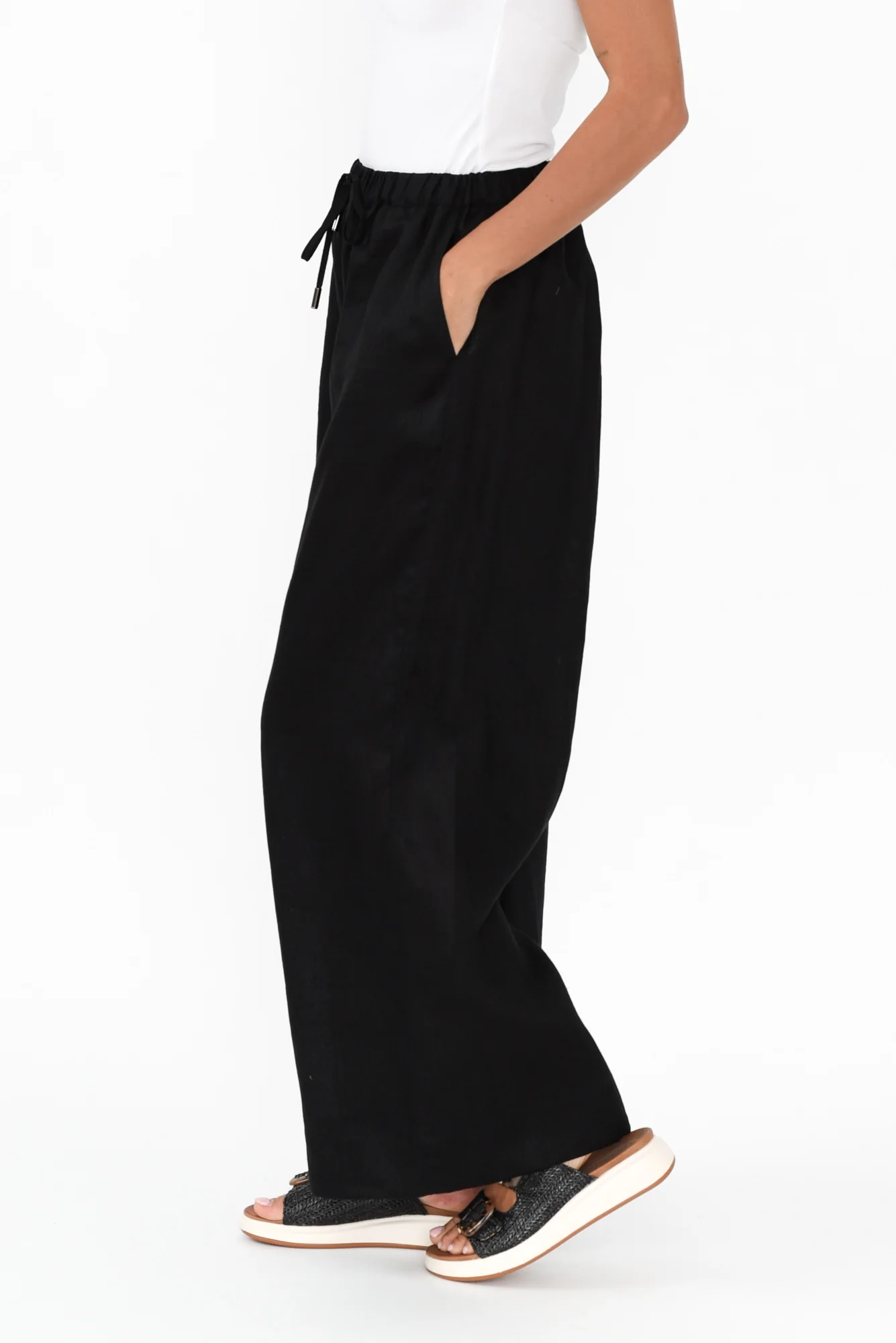 Jimmie Black Linen Tie Pants - Image 5