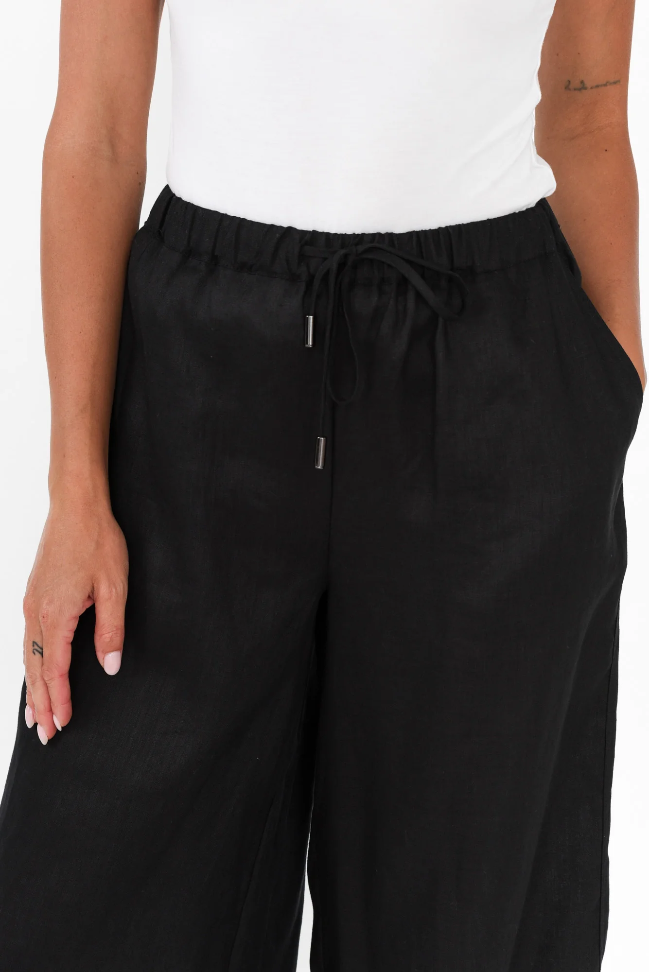 Jimmie Black Linen Tie Pants - Image 7
