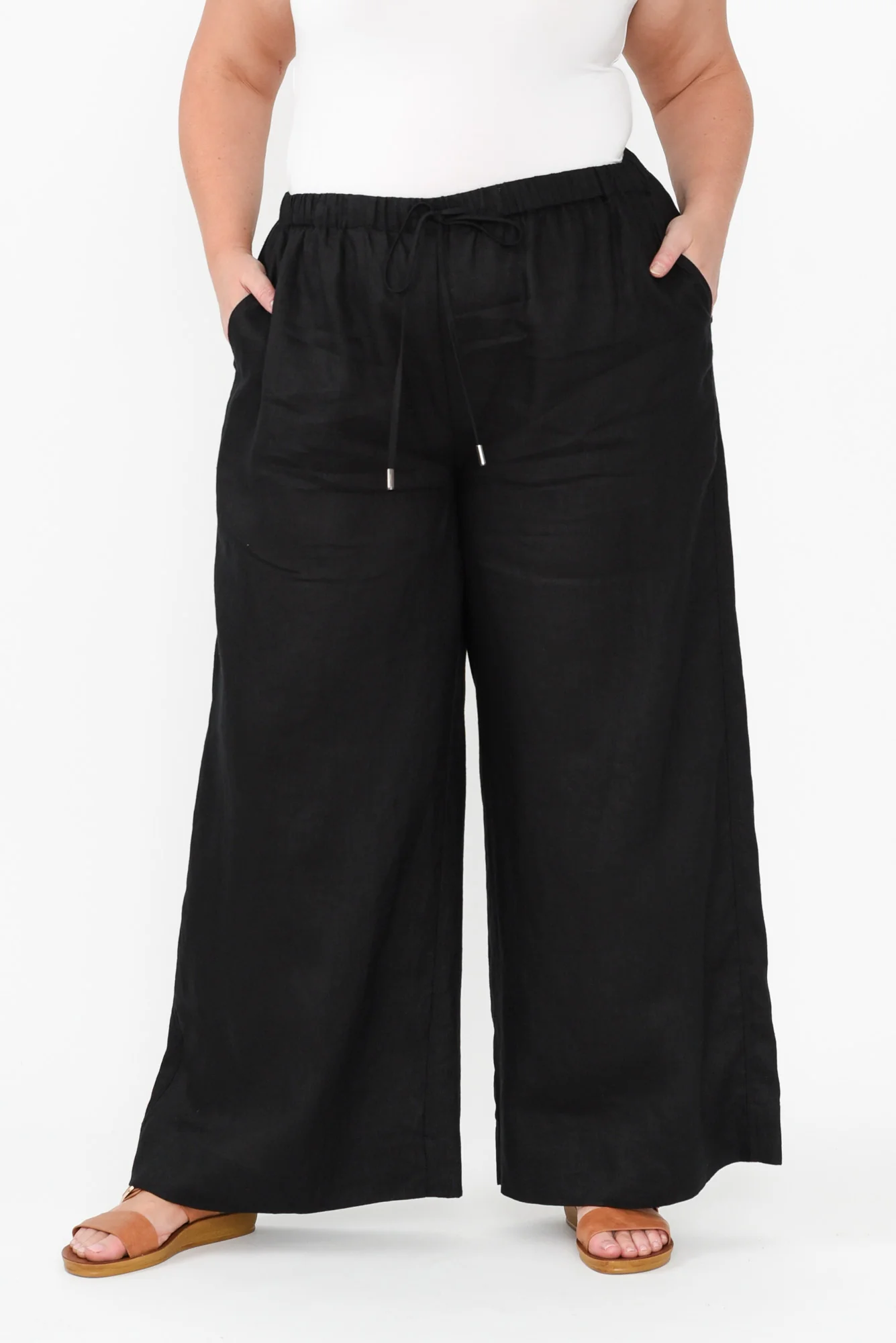 Jimmie Black Linen Tie Pants - Image 8