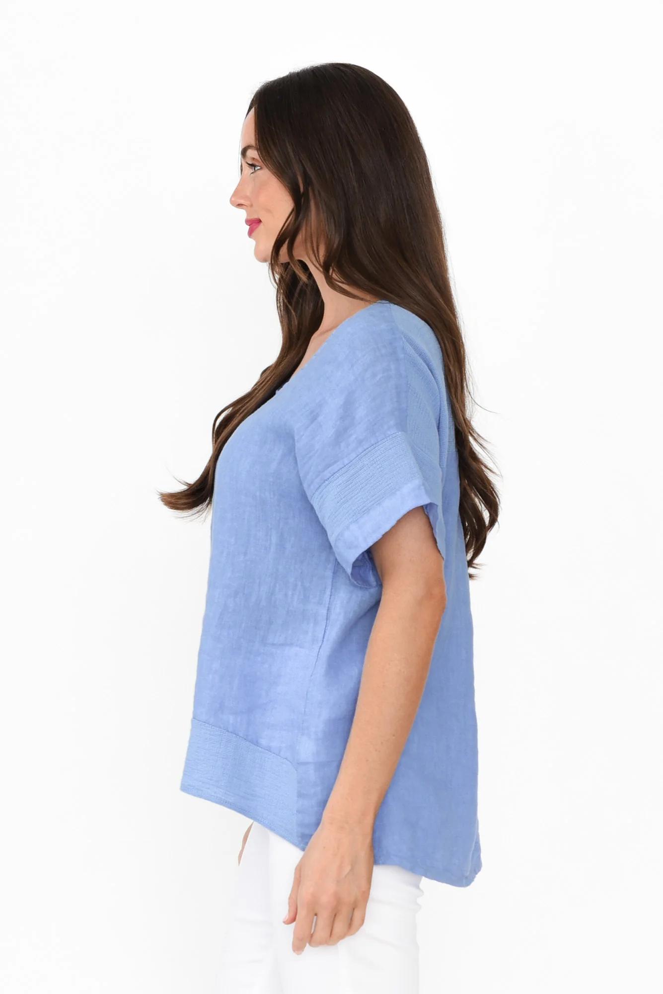 Kaya Blue Linen Top - Image 4