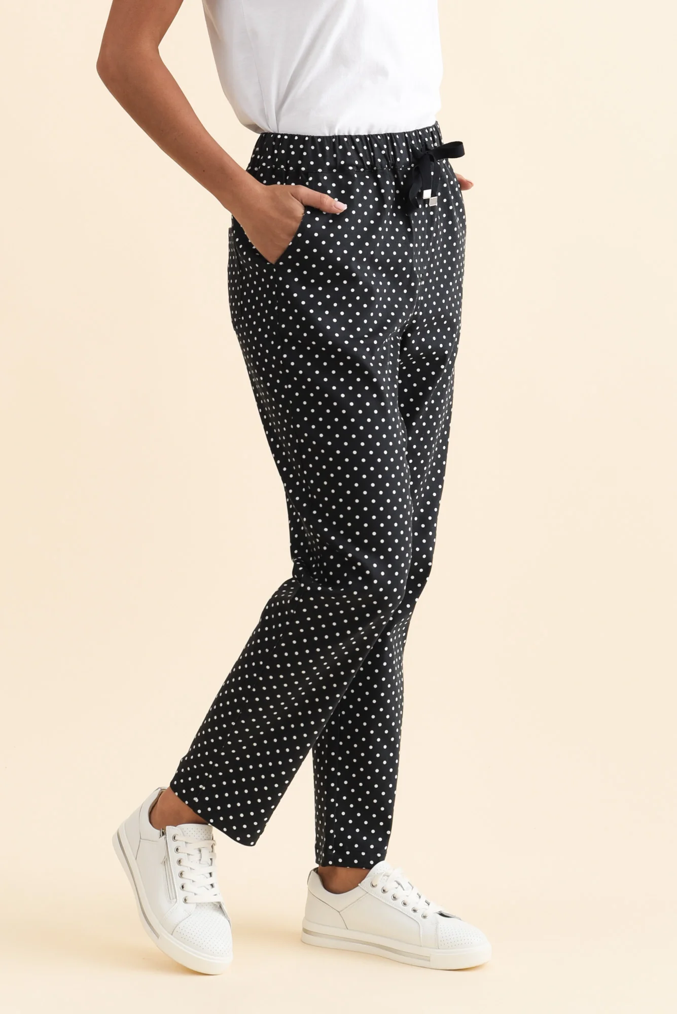 Kenzie Navy Spot Drawstring Pants - Image 3