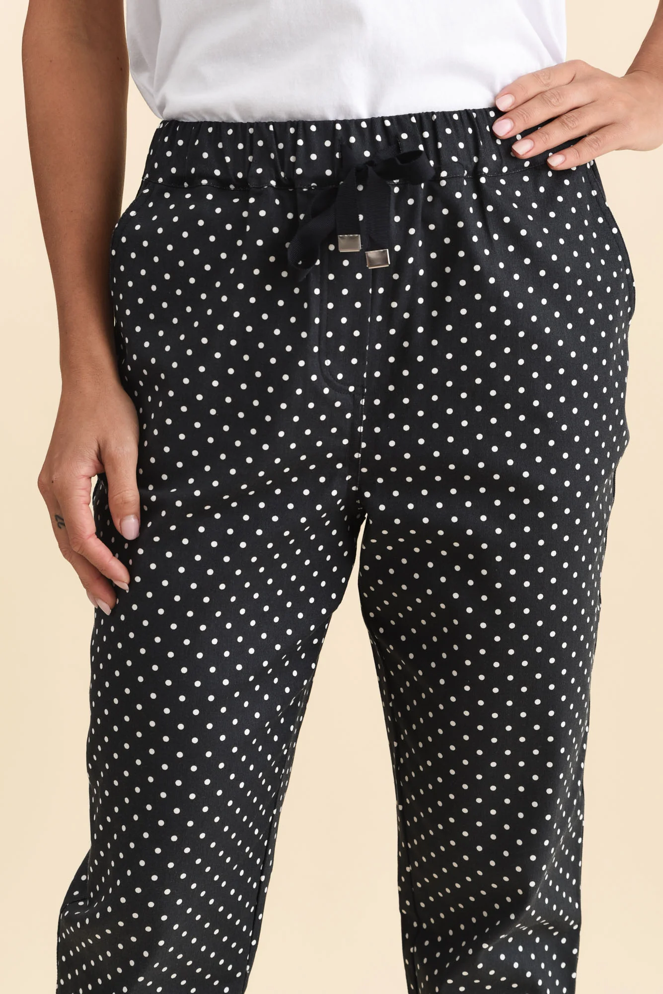 Kenzie Navy Spot Drawstring Pants - Image 5