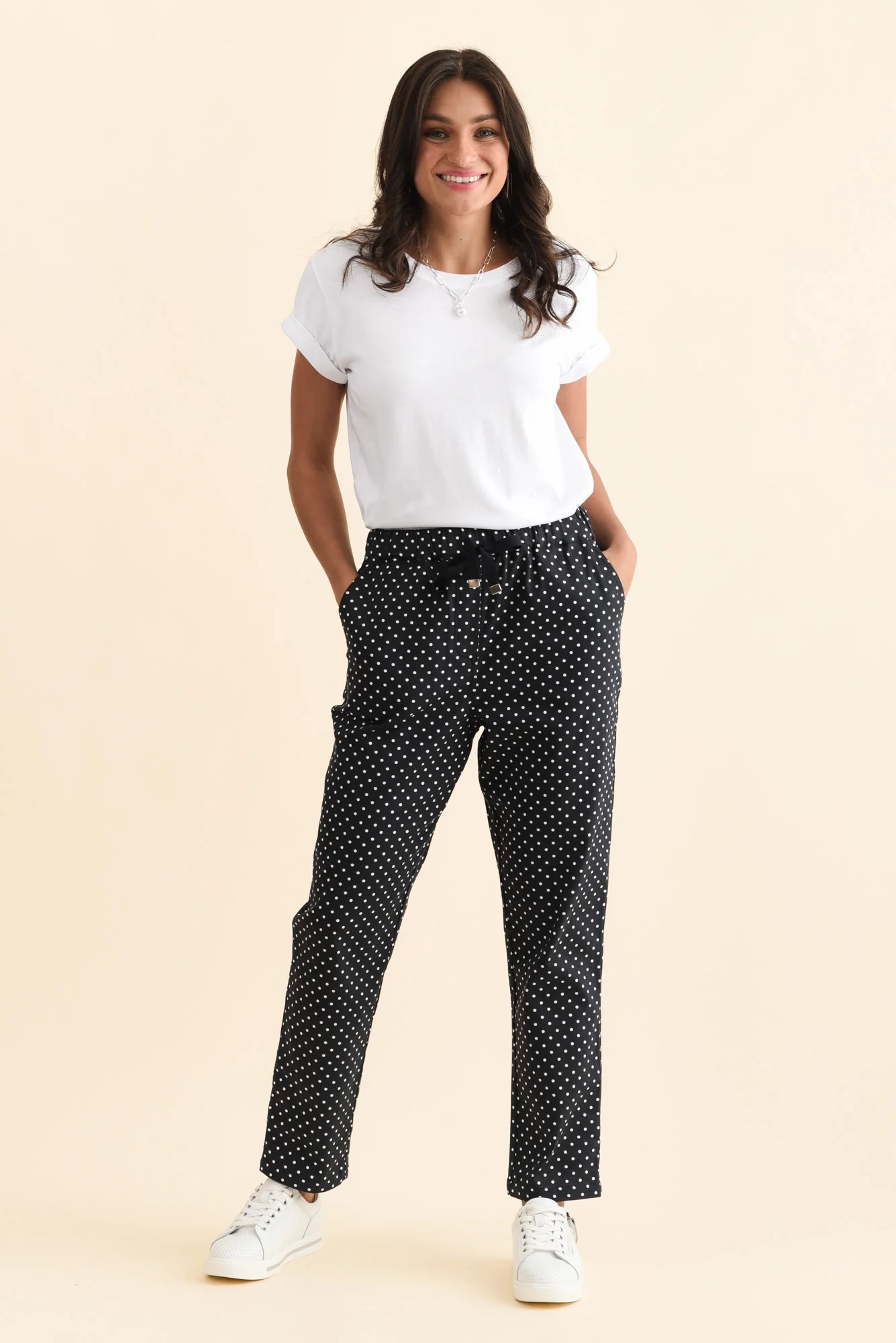 Kenzie Navy Spot Drawstring Pants - Image 6