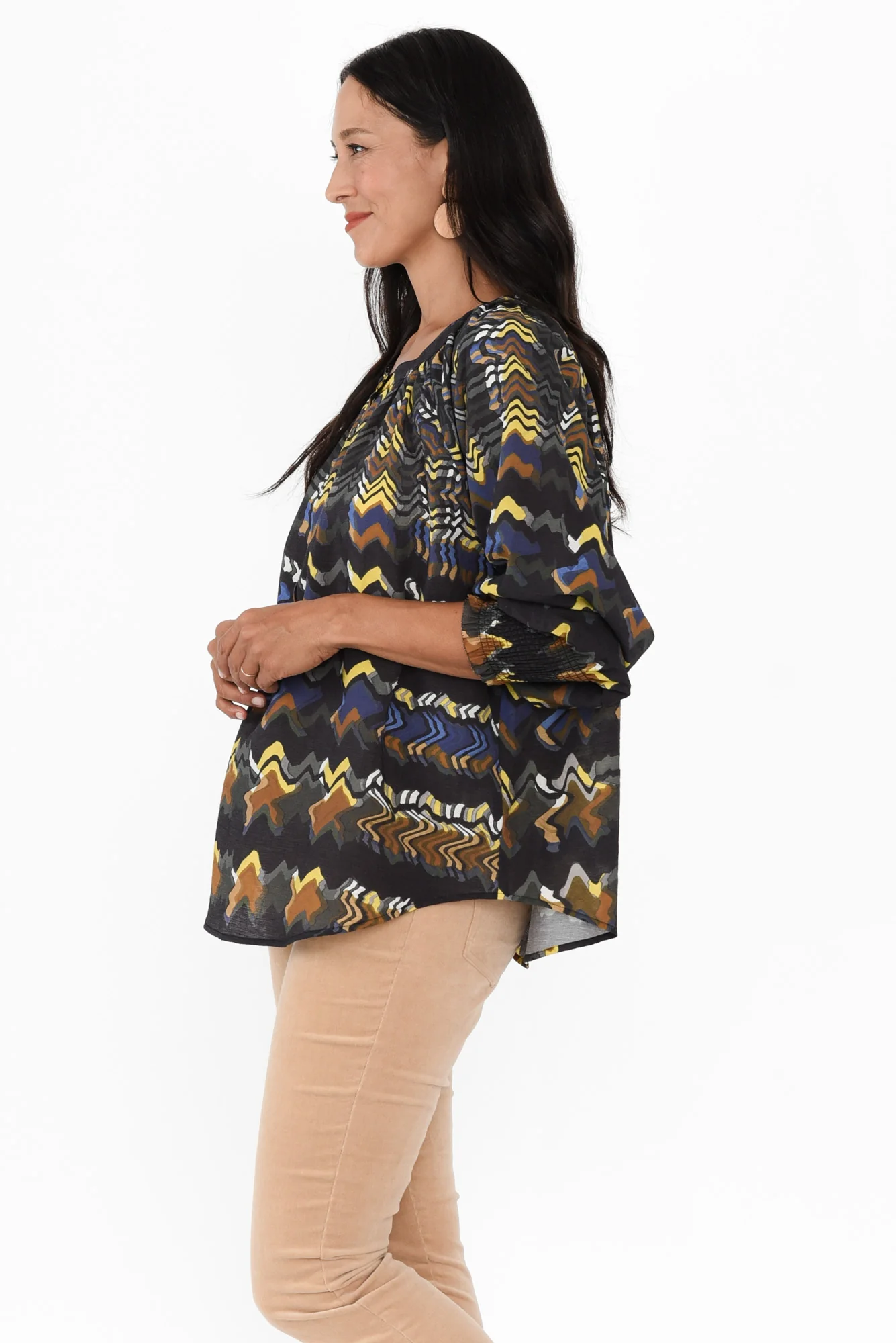 Kolide Navy Abstract Gathered Blouse - Image 3