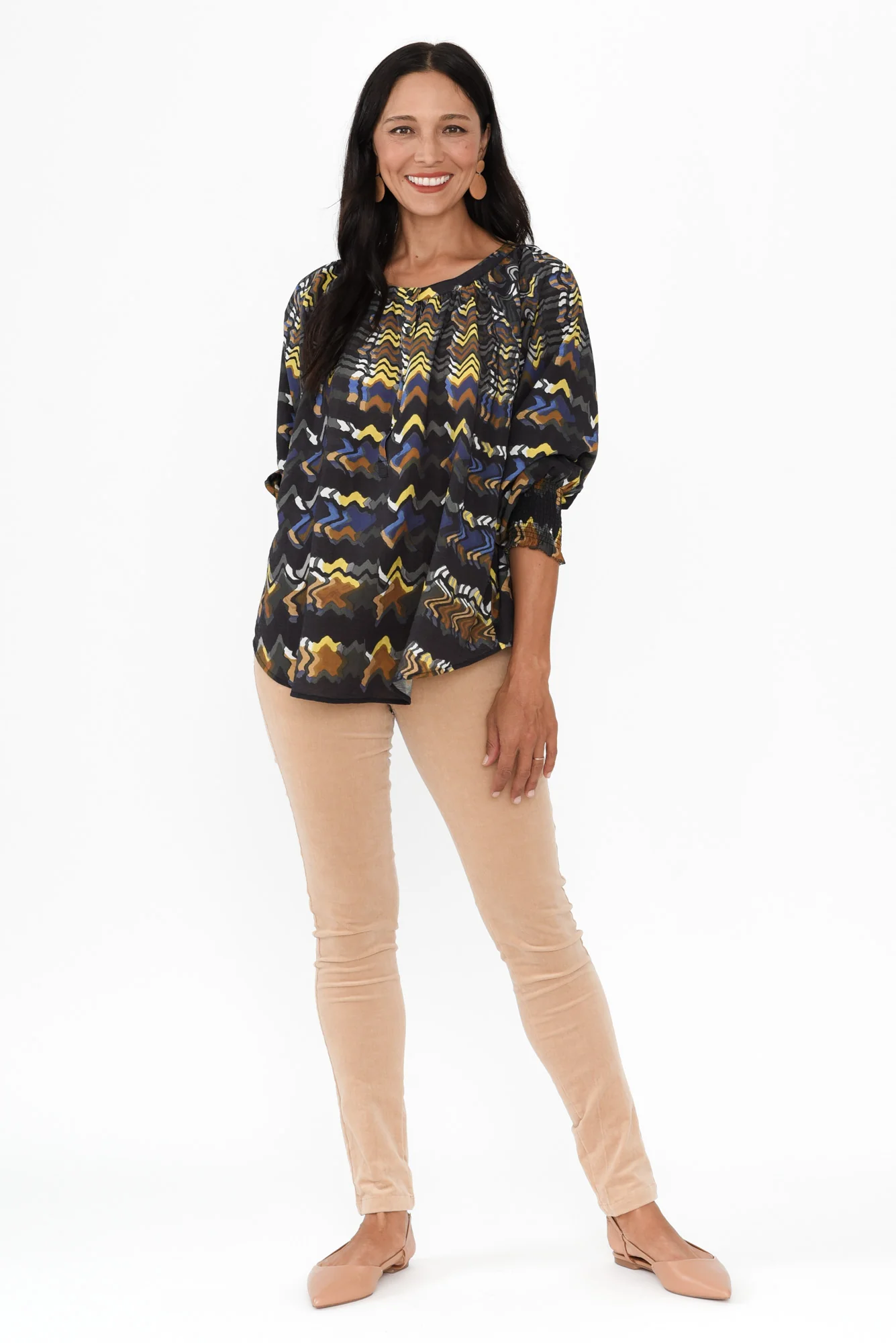 Kolide Navy Abstract Gathered Blouse - Image 6